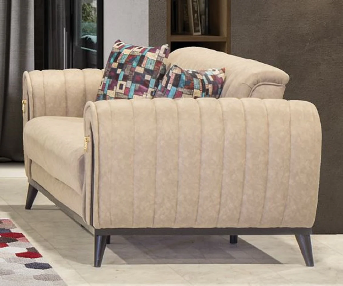 Luxury sofa bed beige / black / gold 222 x 90 x H. 80 cm - Modern living room sofa - Luxury living room furniture