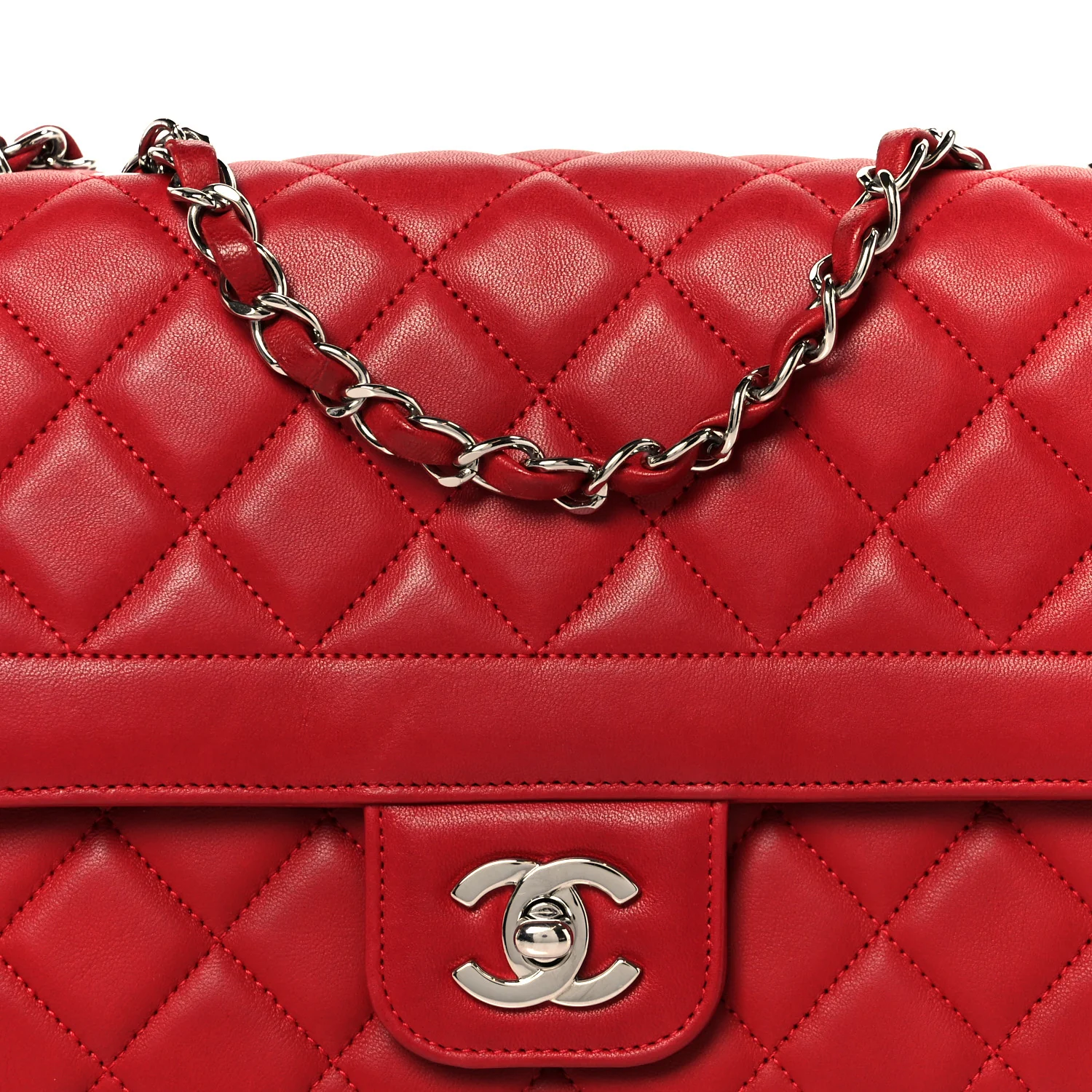 Lambskin Medium Coco Rider Flap Red - Top Club