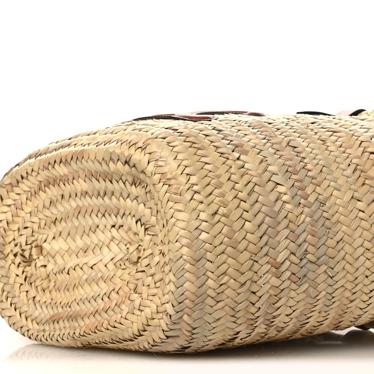 Raffia Calfskin Triomphe Medium Panier Tan - Top Club