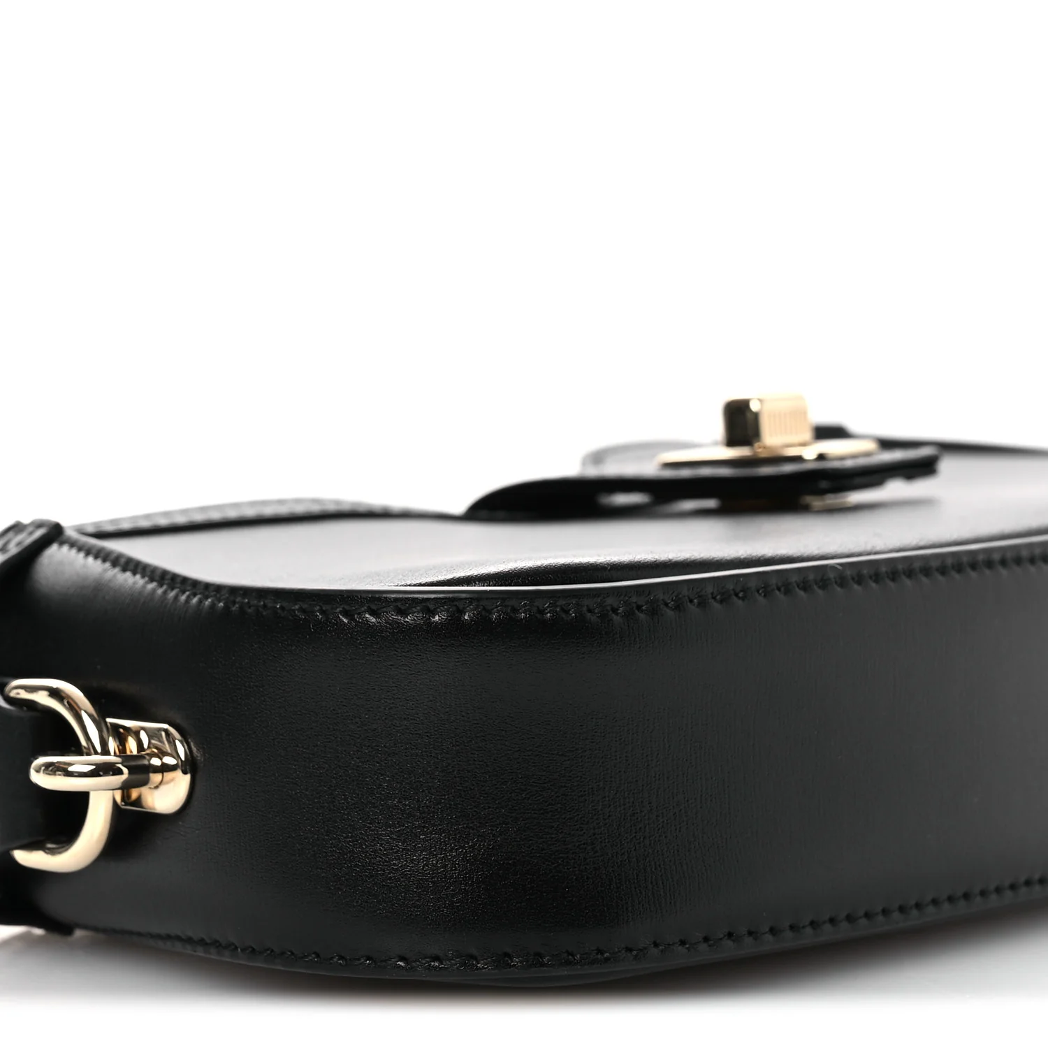 Calfskin Mini Moon Side Shoulder Bag Black - Top Club