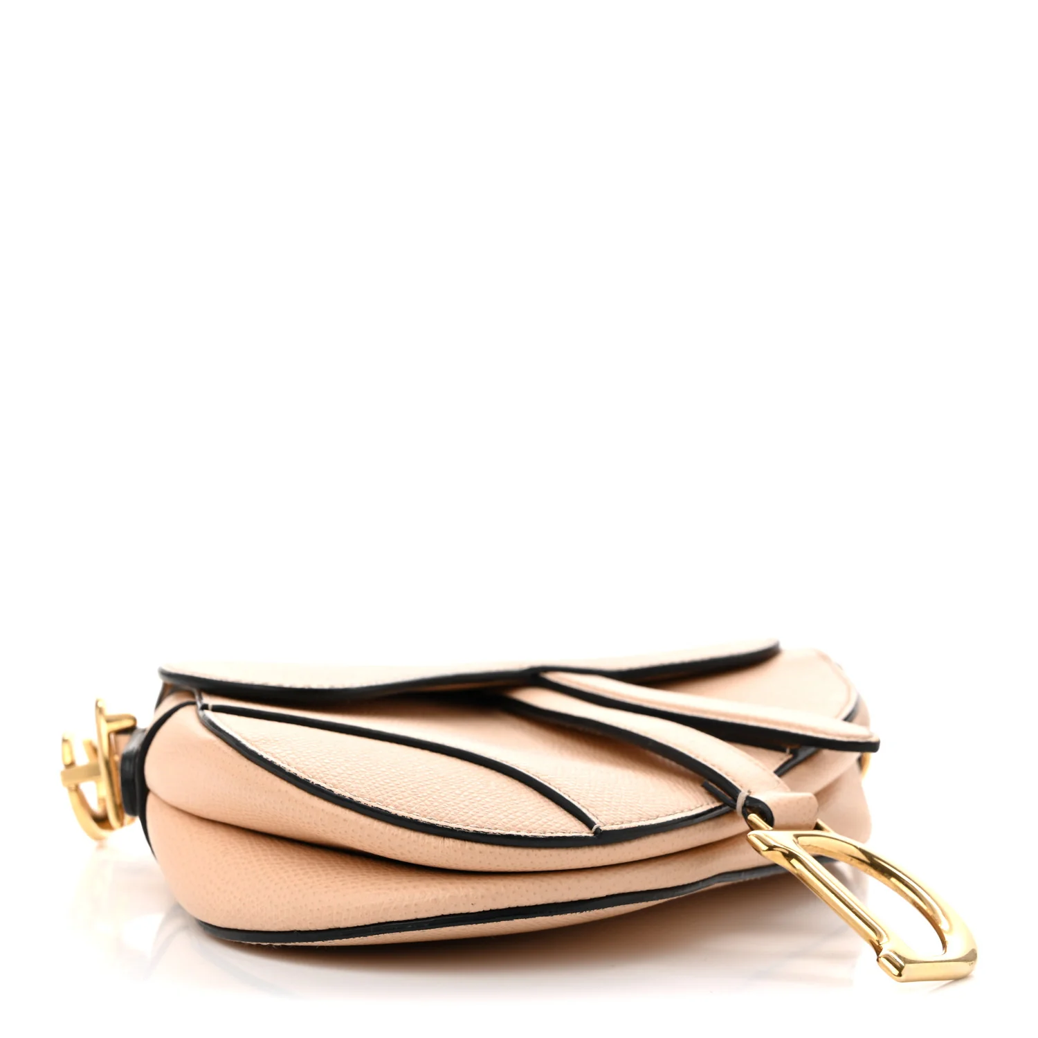 Grained Calfskin Mini Saddle Bag Beige - Top Club
