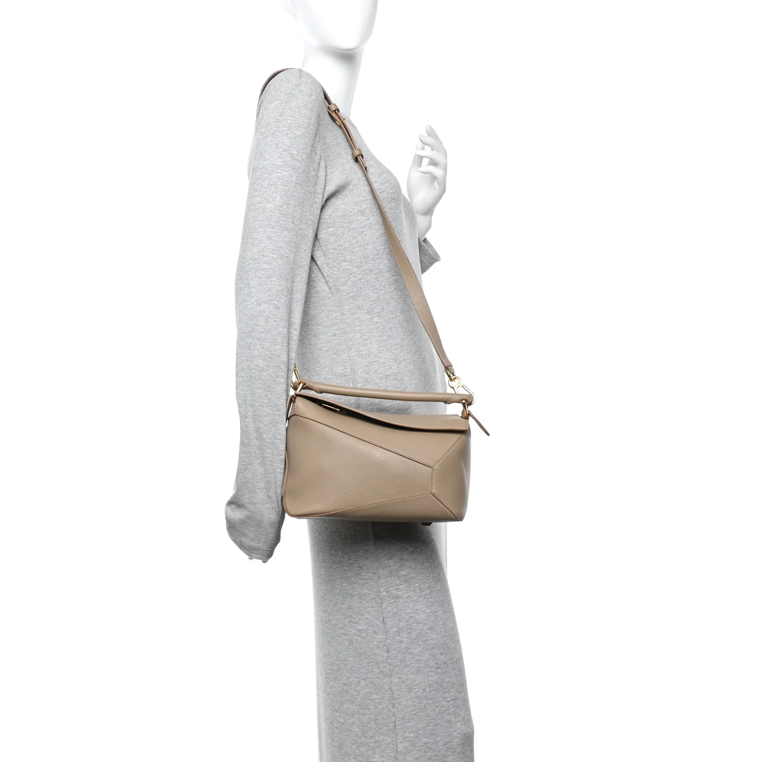 Grained Calfskin Small Puzzle Edge Bag Sand