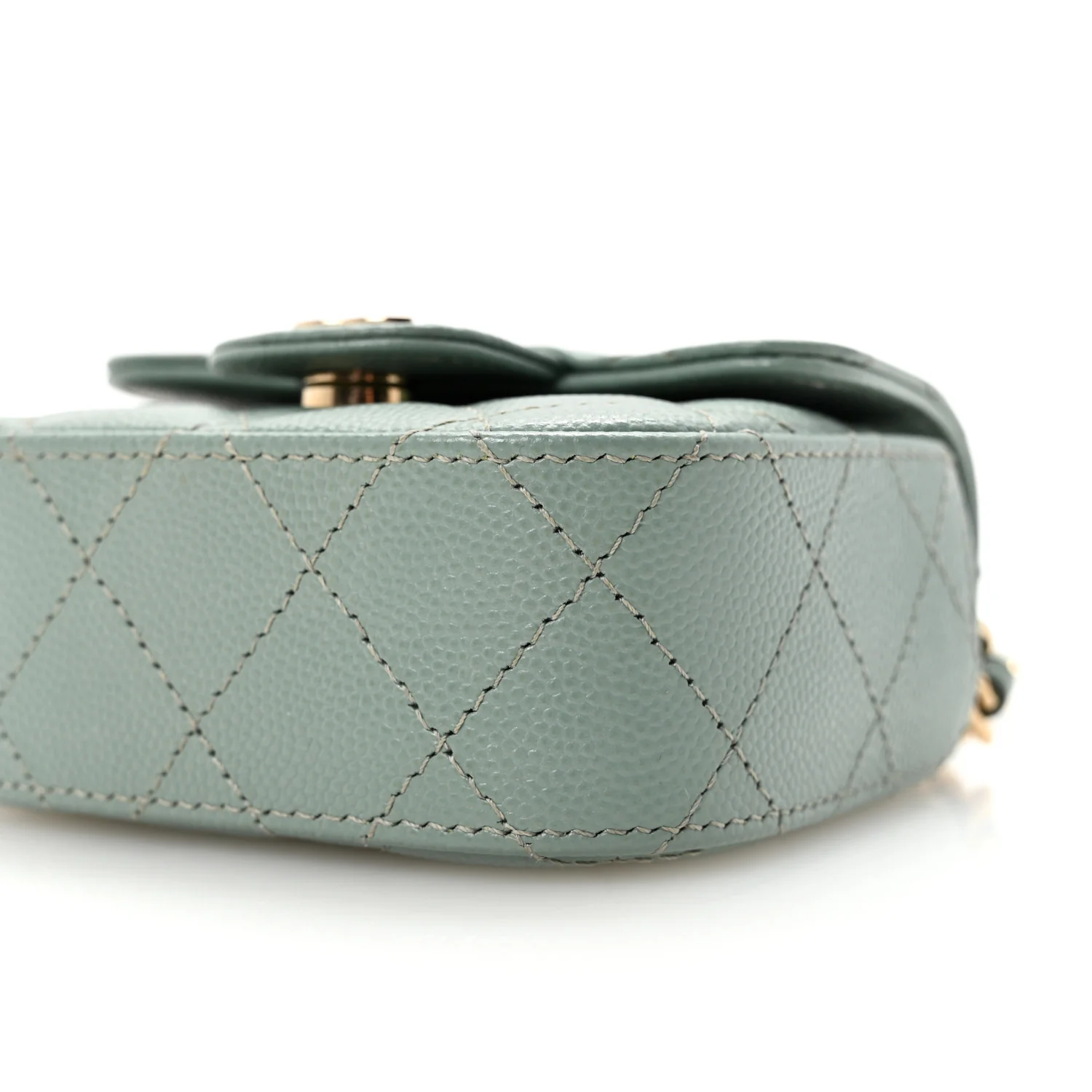 Caviar Quilted Mini Clutch With Chain Light Green - Top Club
