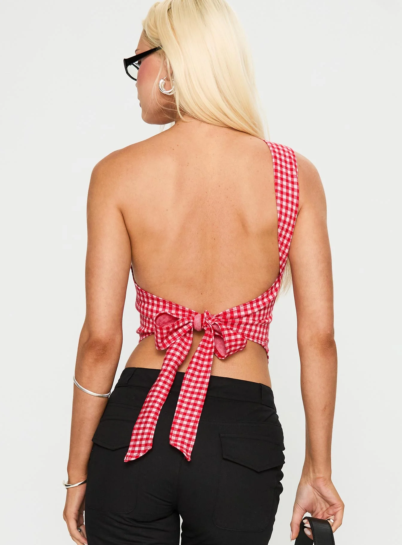 Sunday Sunrise Tie Back Top Red Check