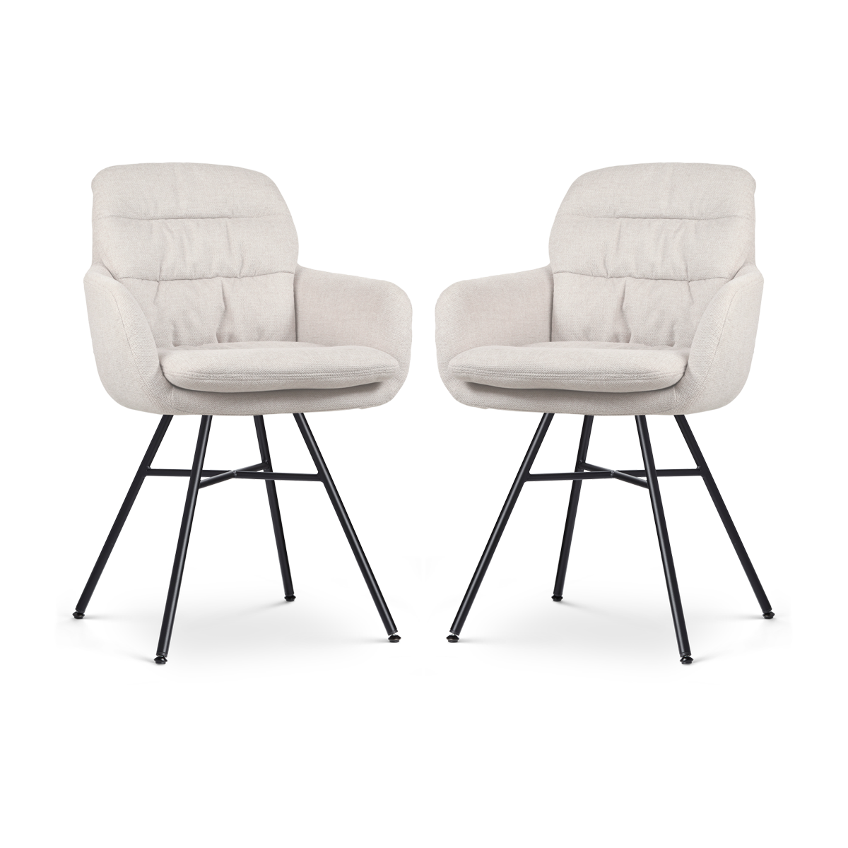 Eetkamerstoel Noa-Mia beige - zwart onderstel - set van 2