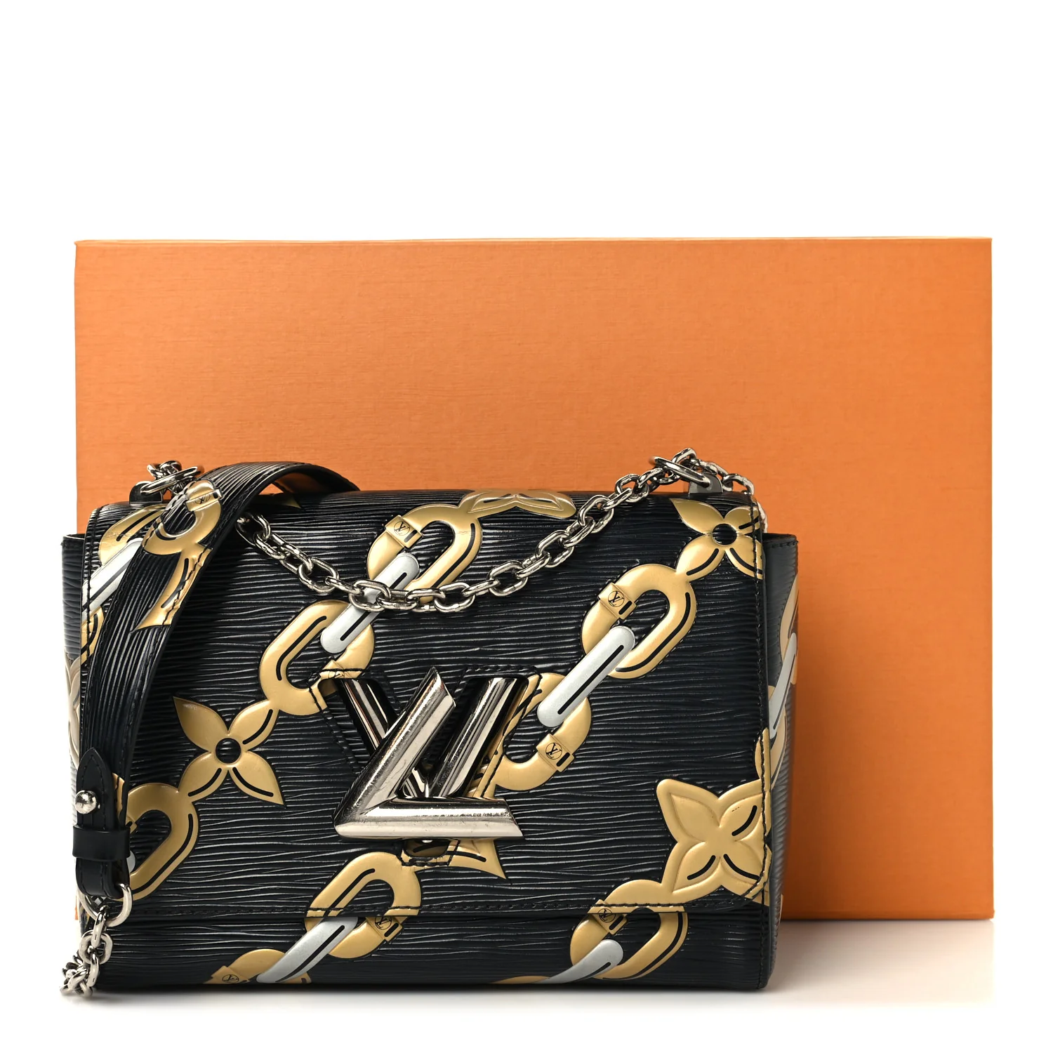 Epi Chain Flower Twist Shoulder Bag MM Black - Top Club