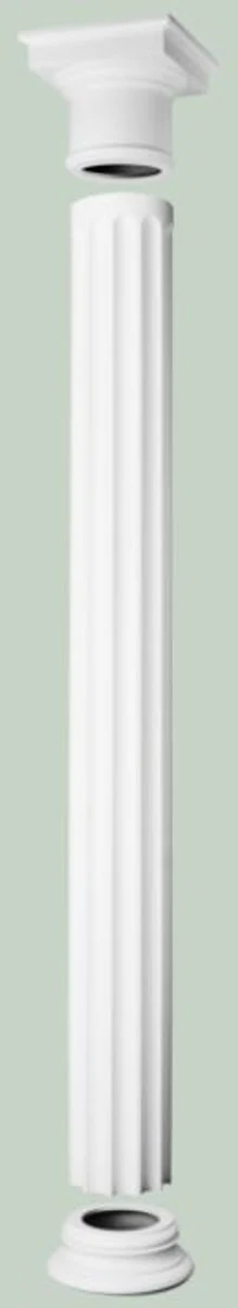 Baroque decorative element base white Ø 32 x H. 12.5 cm - round decorative column base in baroque style