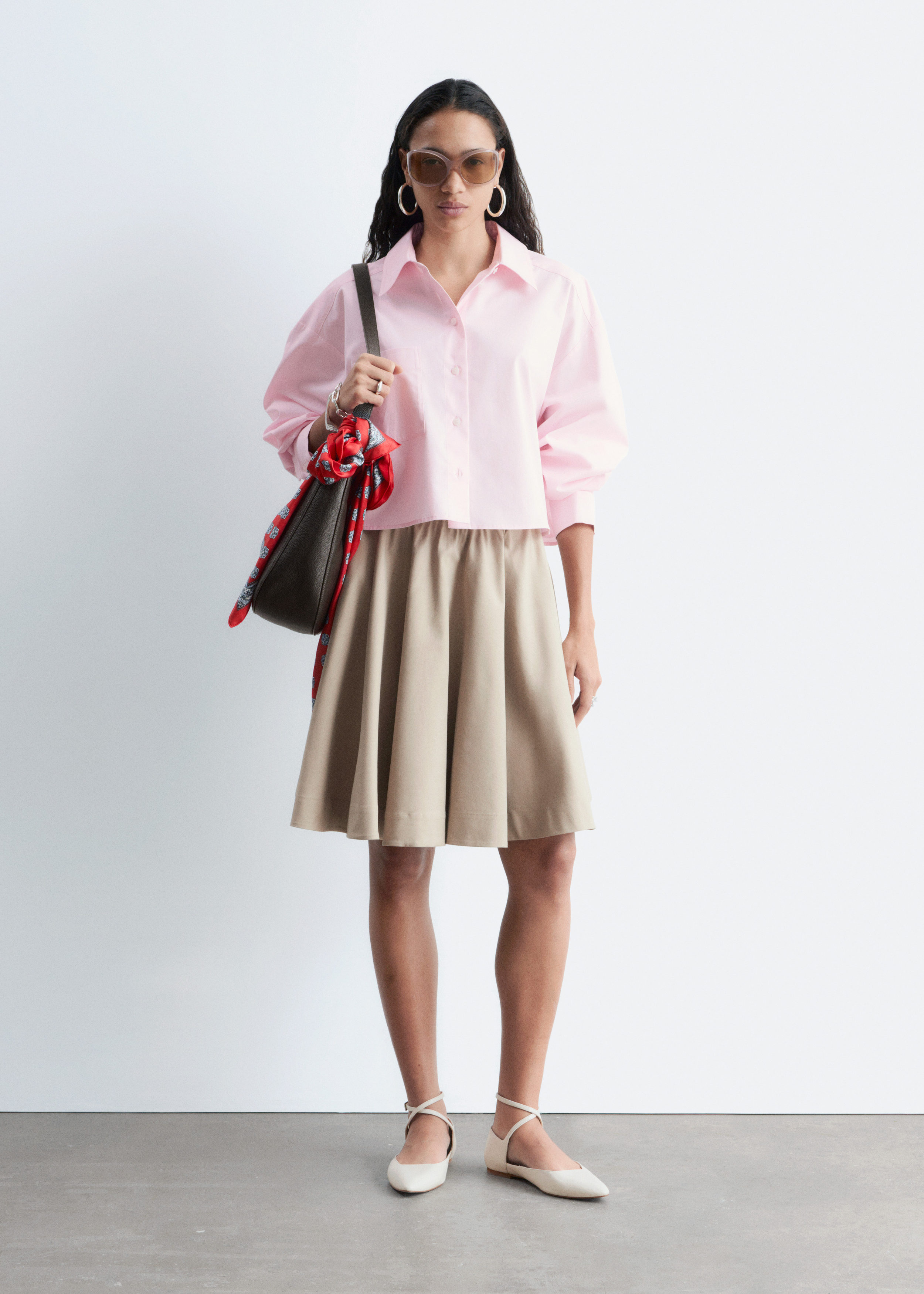 & Other Stories CROPPED OVERSIZED COTTON SHIRT