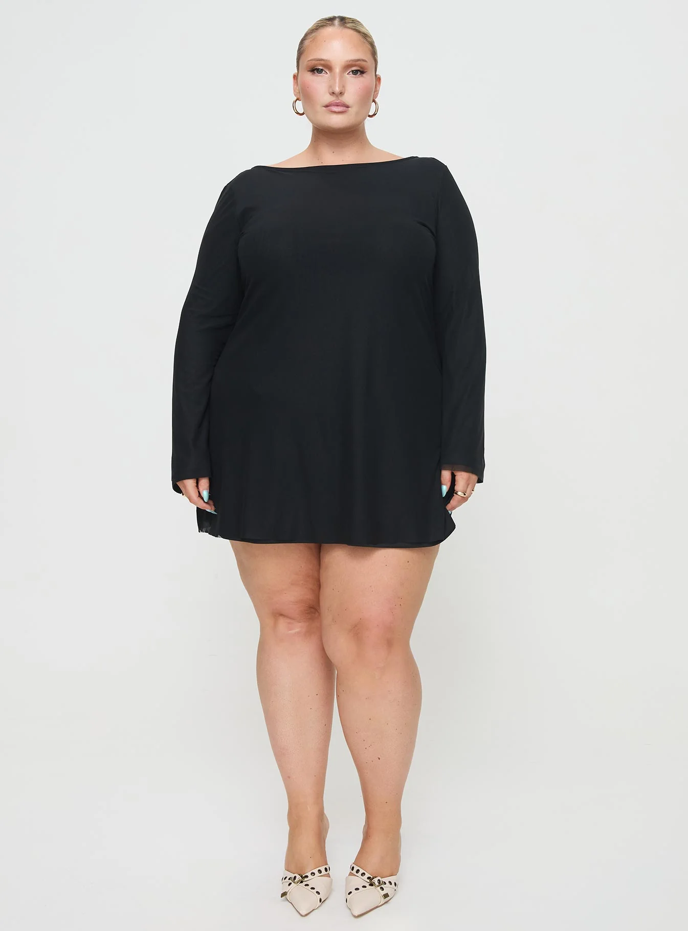 Lukea Long Sleeve Mini Dress Black Curve
