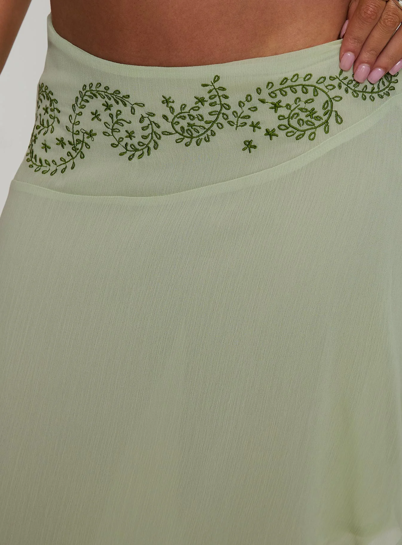 Pappilion Asymmetrical Midi Skirt Sage Petite