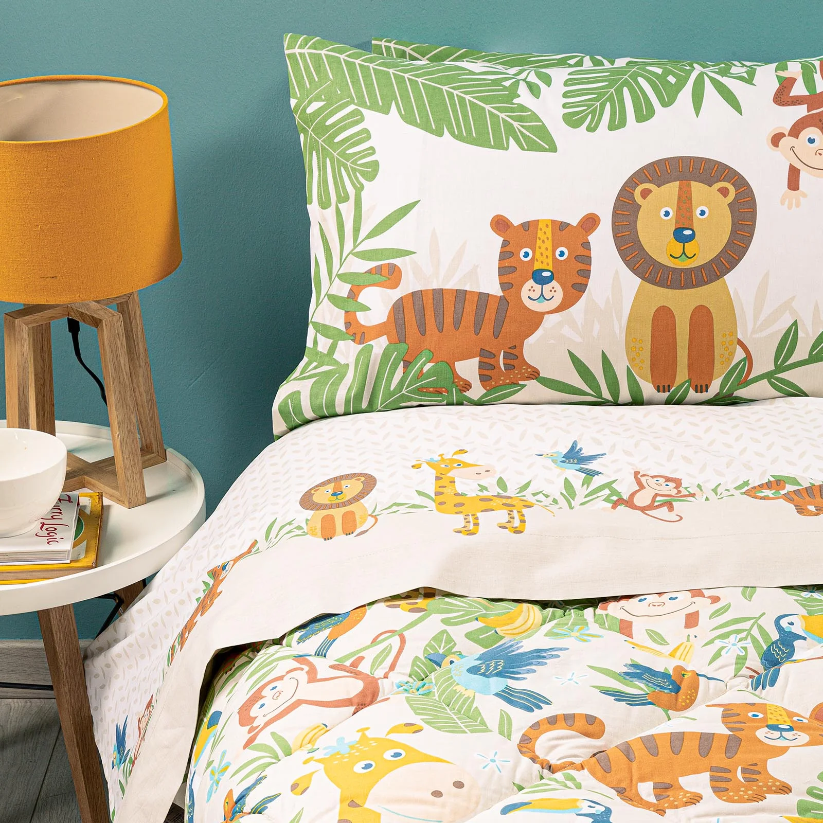 Complete cotton sheet Tropical square and half a natural caleffi Kids