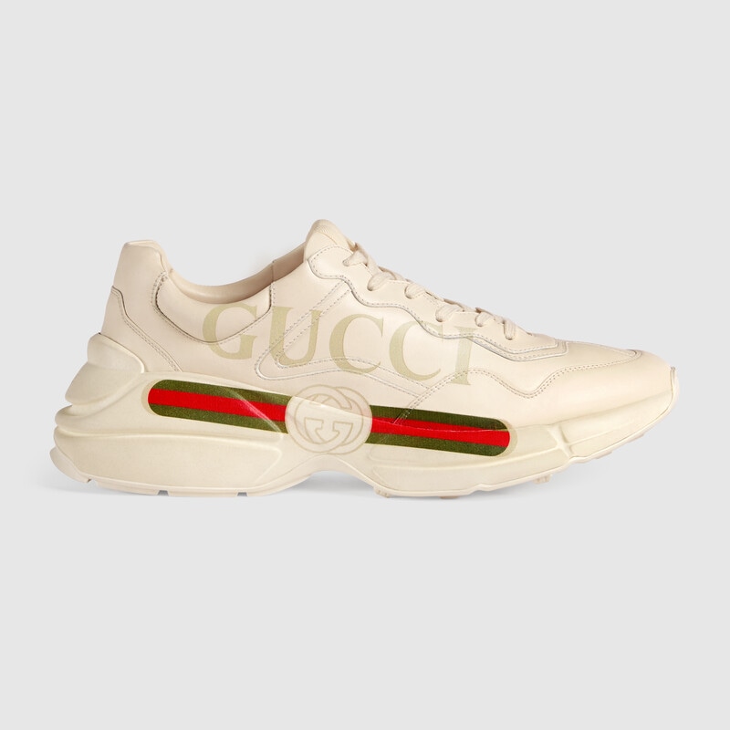 MEN'S RHYTON GUCCI LOGO LEATHER SNEAKER - Sneaker Replica Workshop