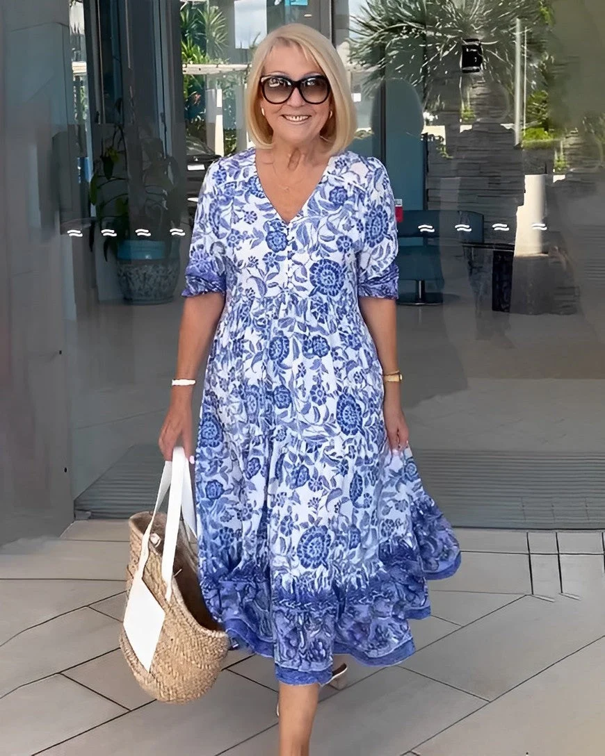 Tallis | Graceful V-Neck Floral Dress