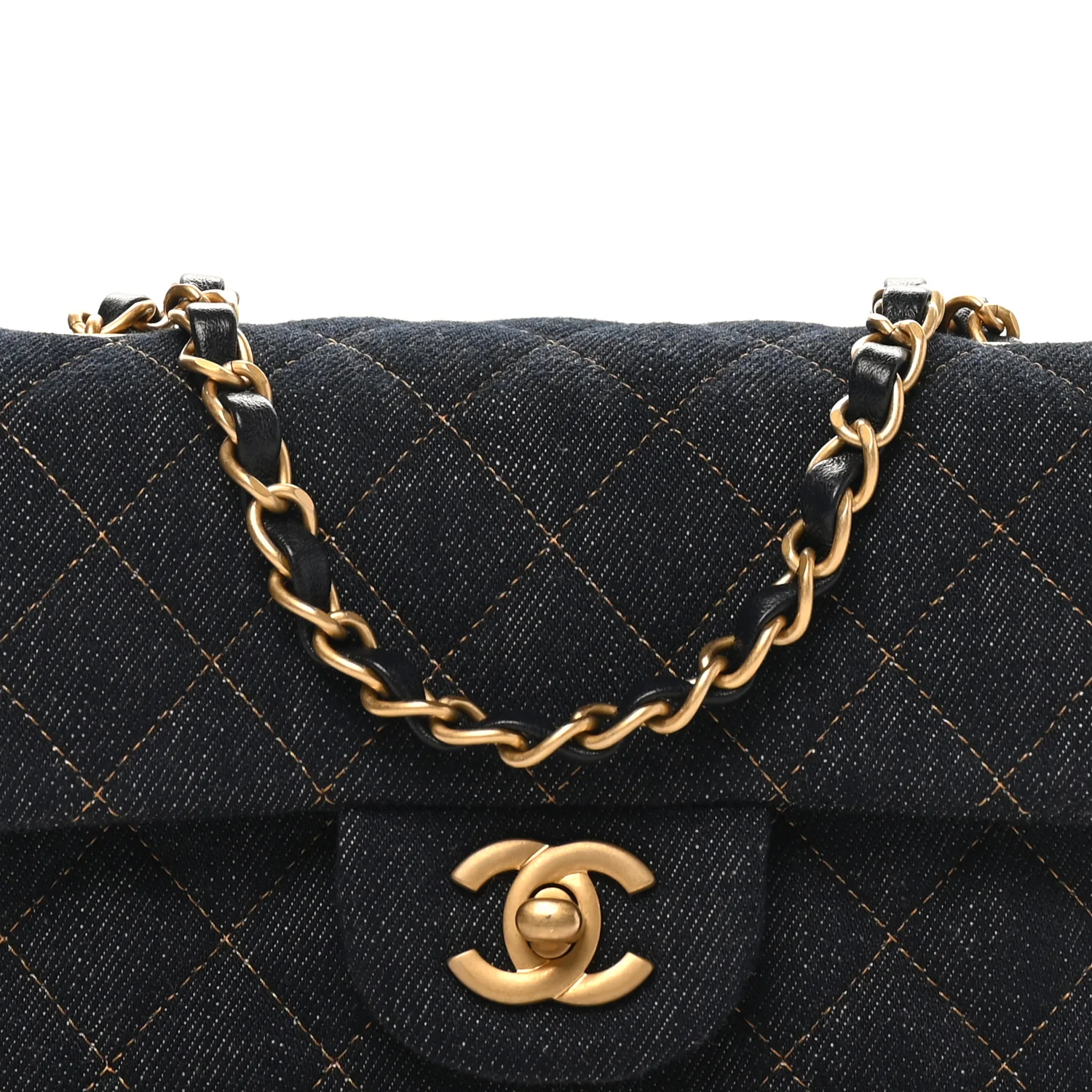 Denim Quilted Mini Rectangular Flap Dark Blue - Top Club