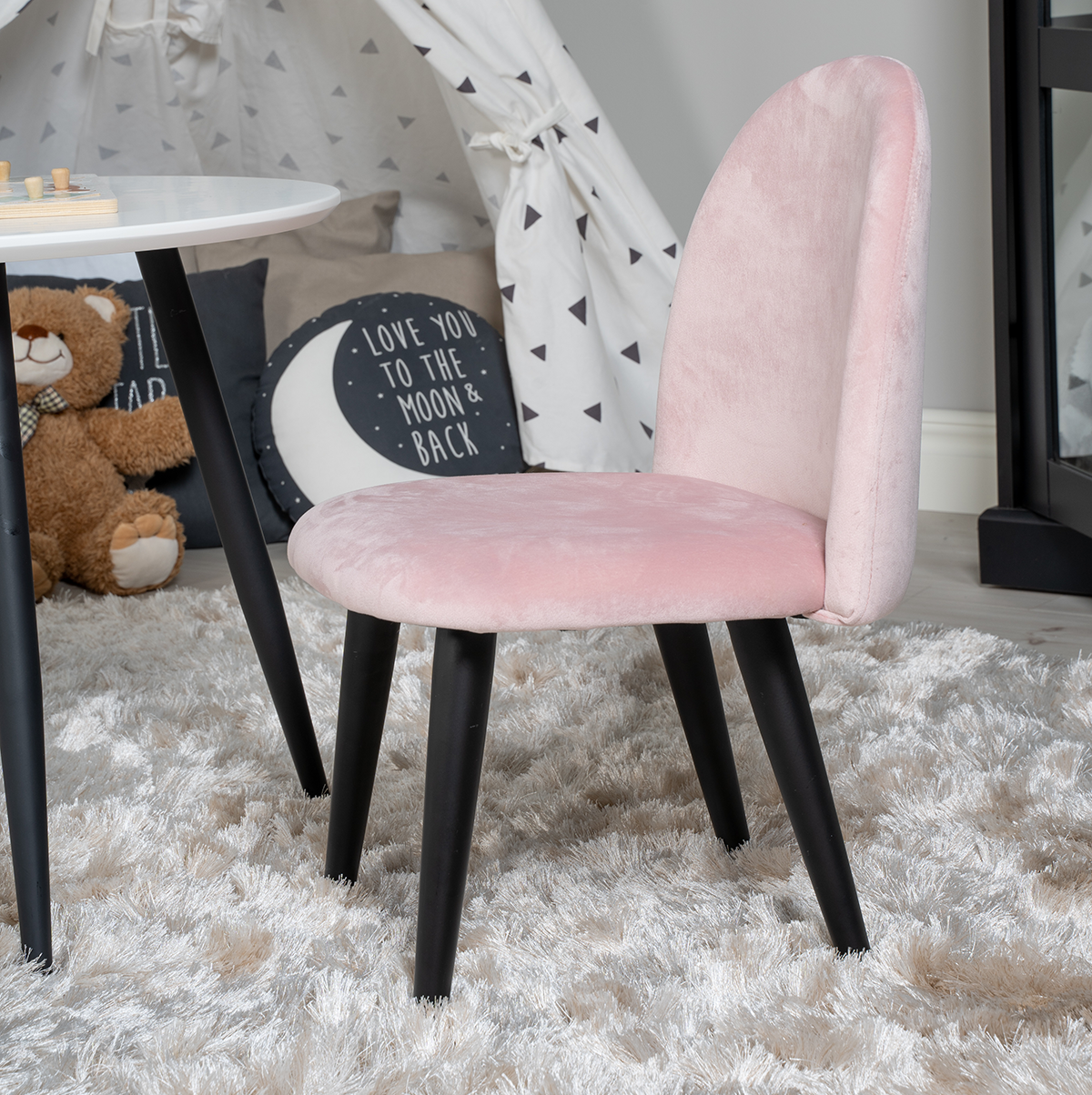 Kinderstoel Britta velvet Roze