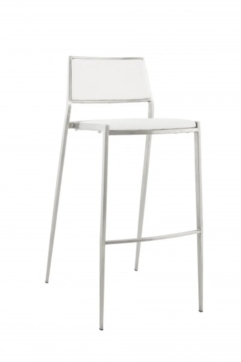 Luxury designer bar chair white with backrest, bar stool, upholstered - bar stool