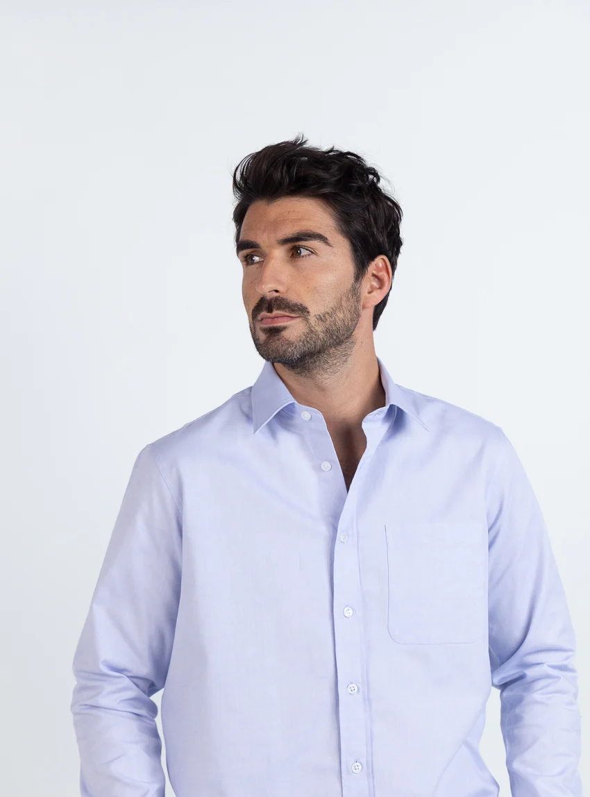 Chemise homme en coton bleu ciel