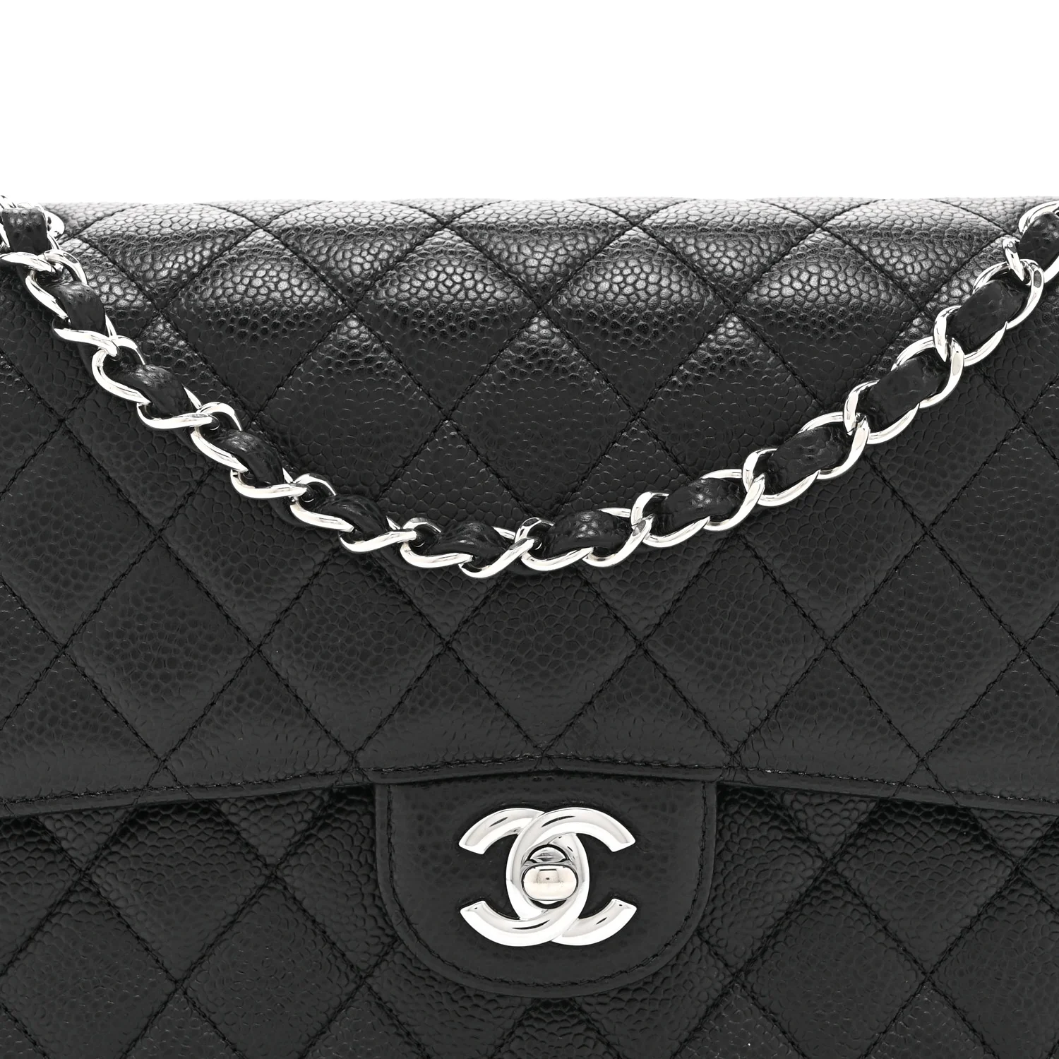 Caviar Quilted Medium Double Flap Black - Top Club