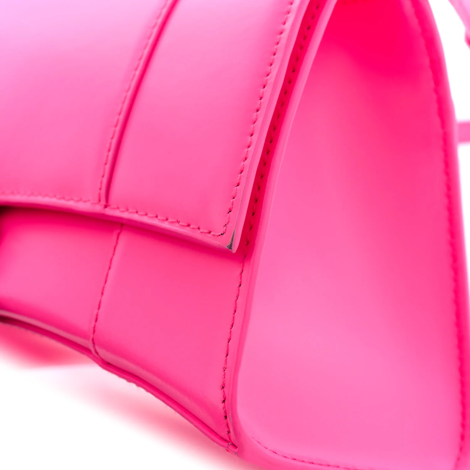 Shiny Box Calfskin Small Hourglass Top Handle Bag Acid Fuchsia - Top Club