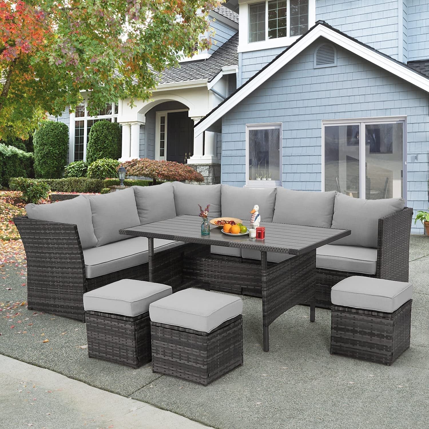 Hinesville Wicker/Rattan 1320 - Person seating group with cushions