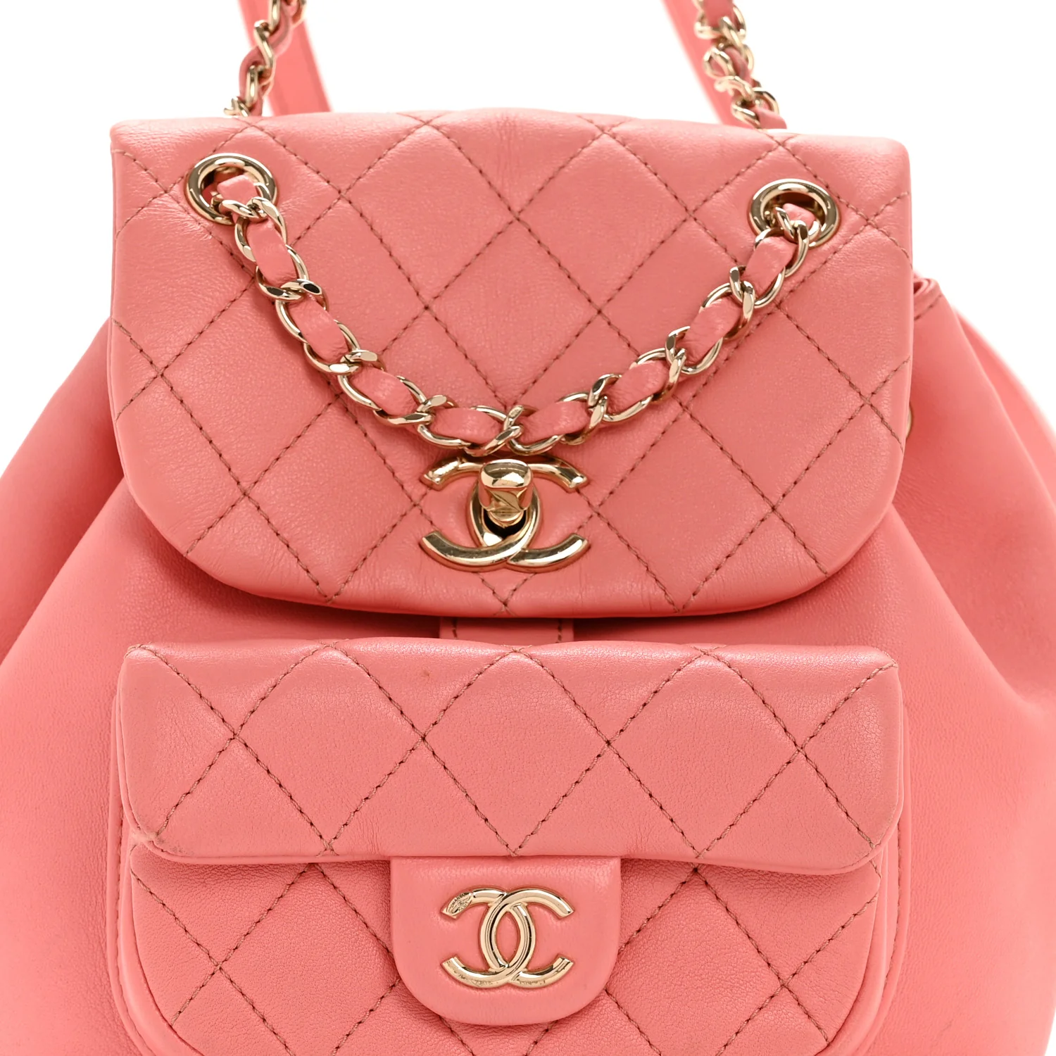 Lambskin Quilted Small Duma Drawstring Backpack Light Pink - Top Club