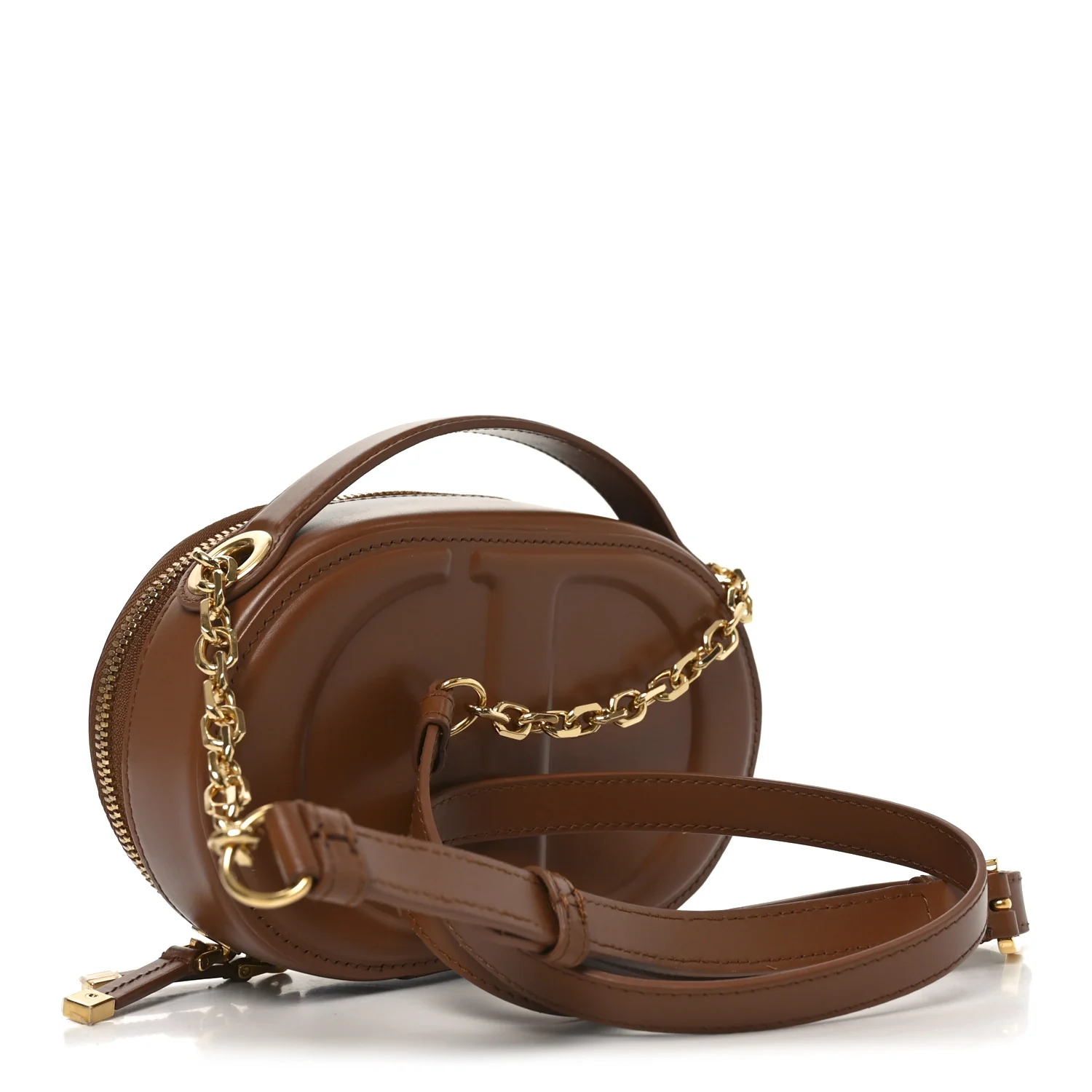 Calfskin CD Signature Oval Crossbody Camera Bag Brown - Top Club