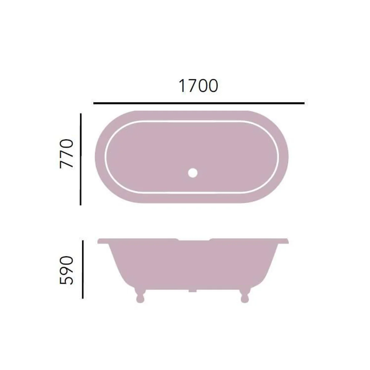 Luxury cast iron bathtub light blue / white 170 cm - curved freestanding bathtub - Baroque & Art Nouveau bathroom furniture