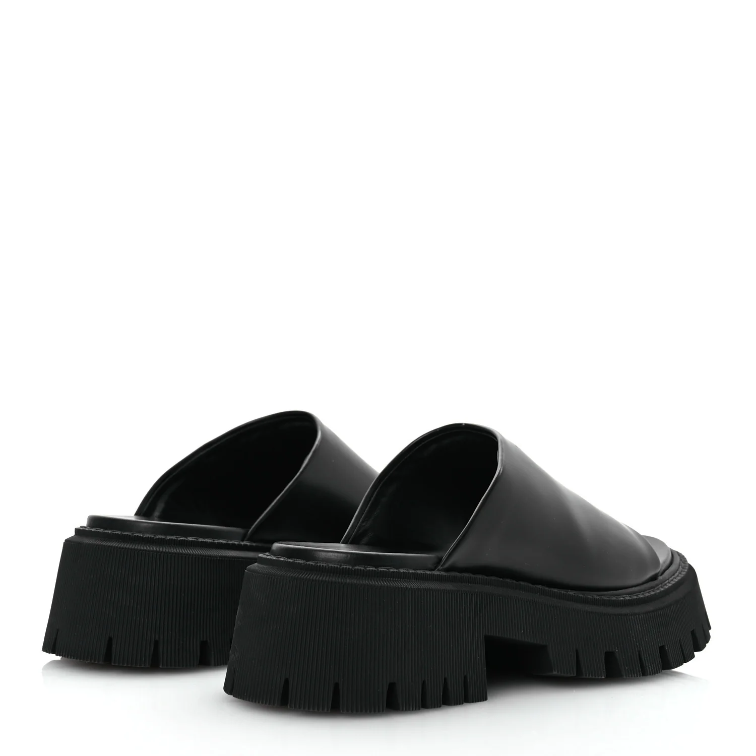 Jive Smooth Calfskin Logo Embossed Womens Tractor Platform 38 Black - Top Club