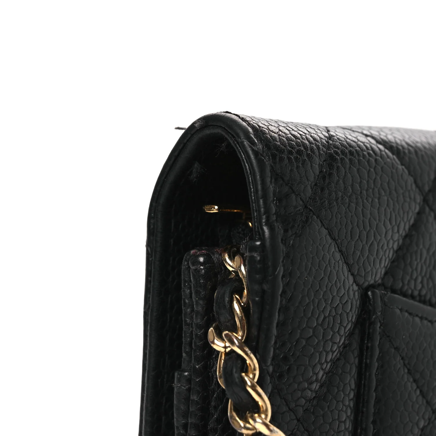 Caviar Quilted Wallet on Chain WOC Black - Top Club
