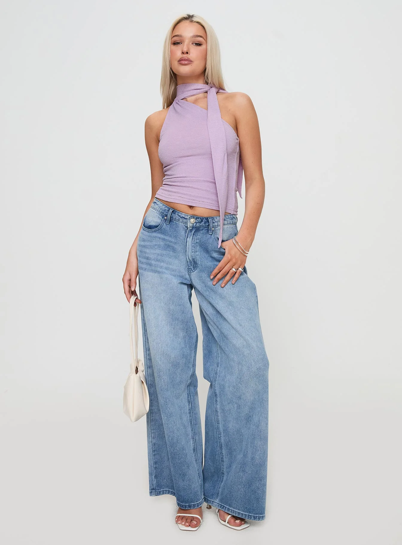 Anderstone Neck Tie Top Purple