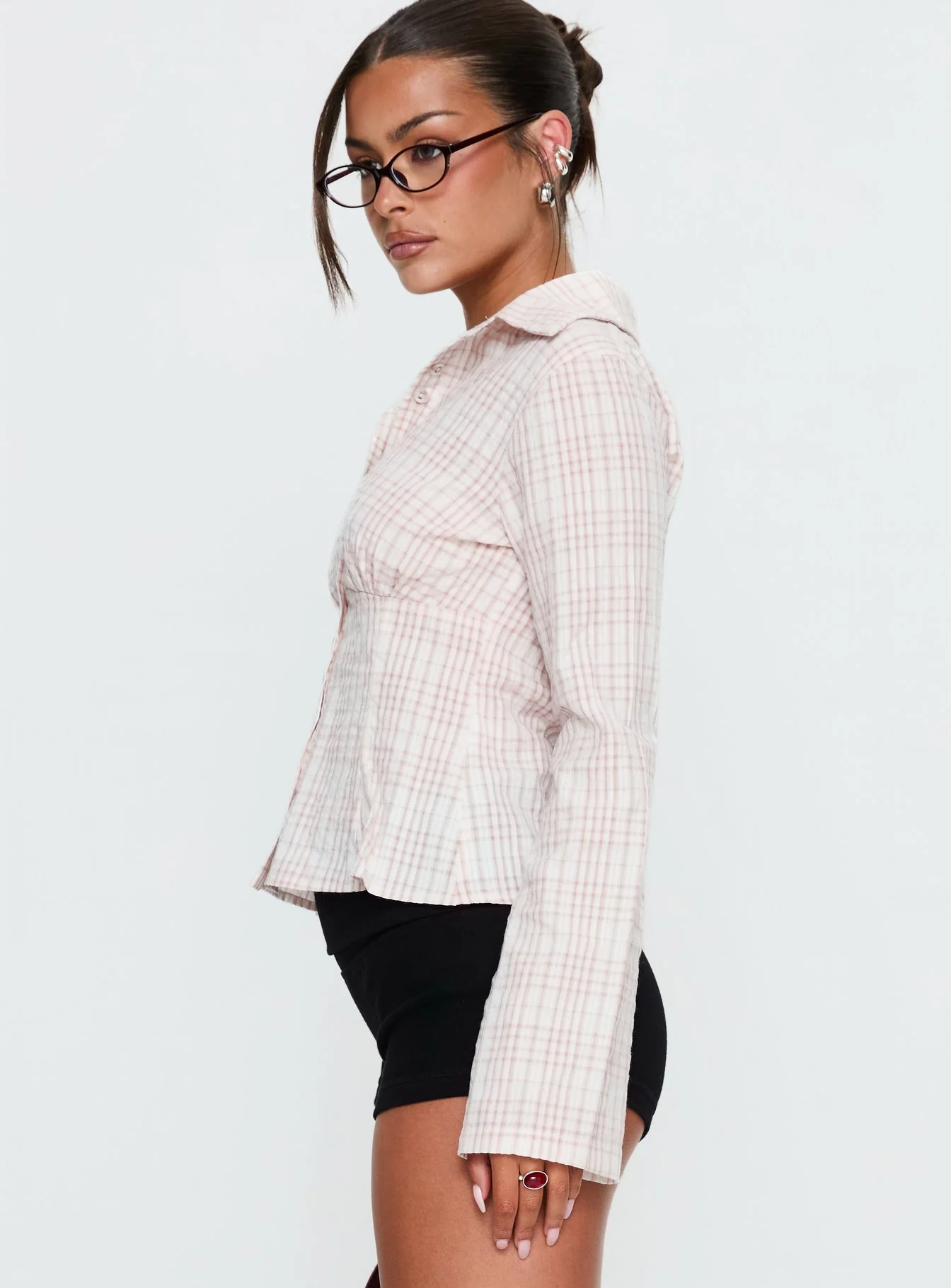 Cottesloe Long Sleeve Blouse Top Pink Check