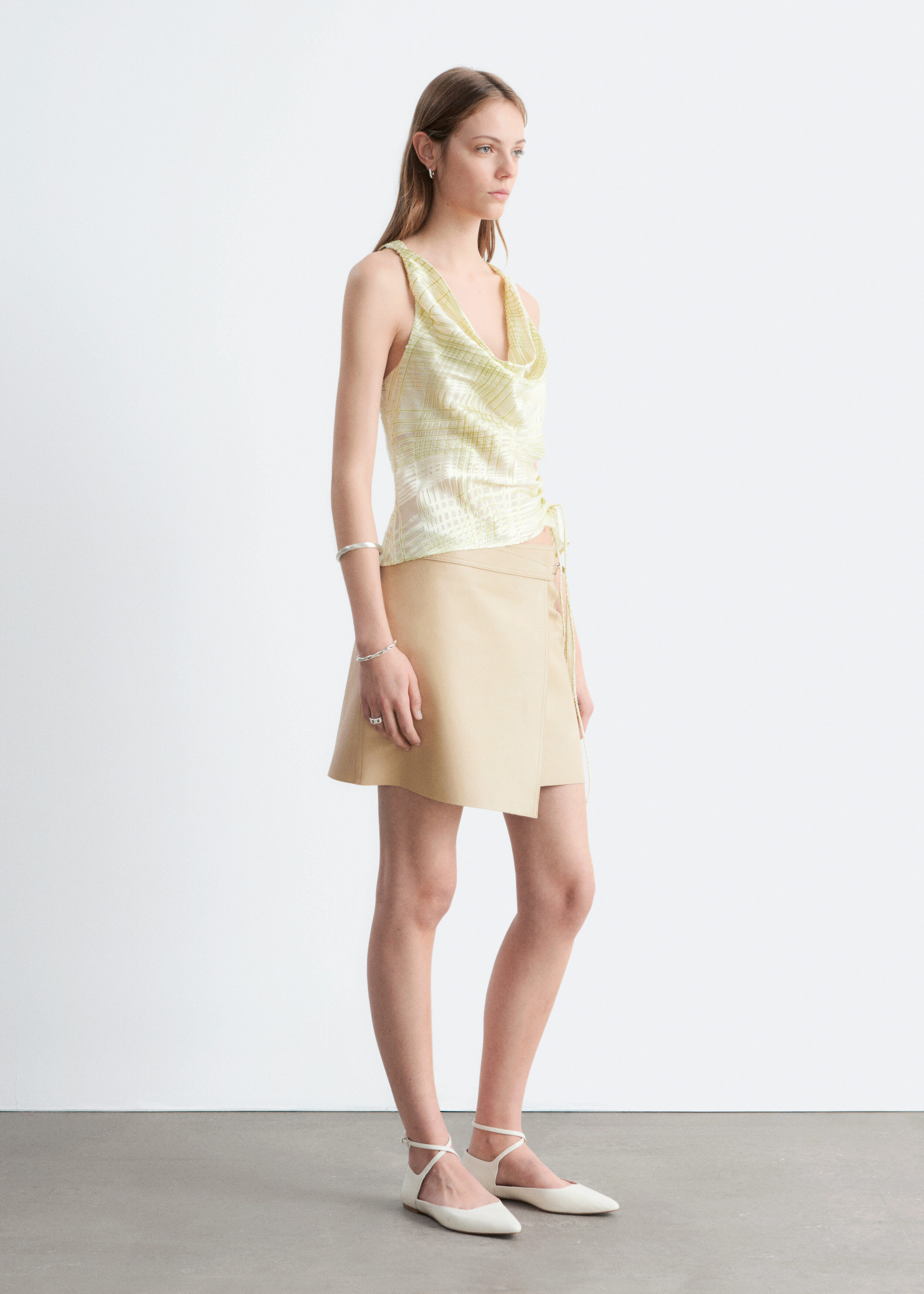 & Other Stories LEATHER WRAP MINI SKIRT