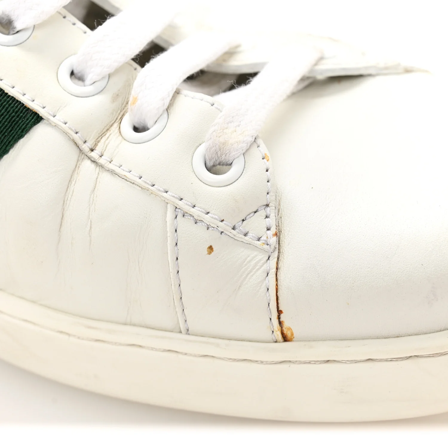 Calfskin Crocodile Web Mens Ace Sneakers 9 White Green - Top Club