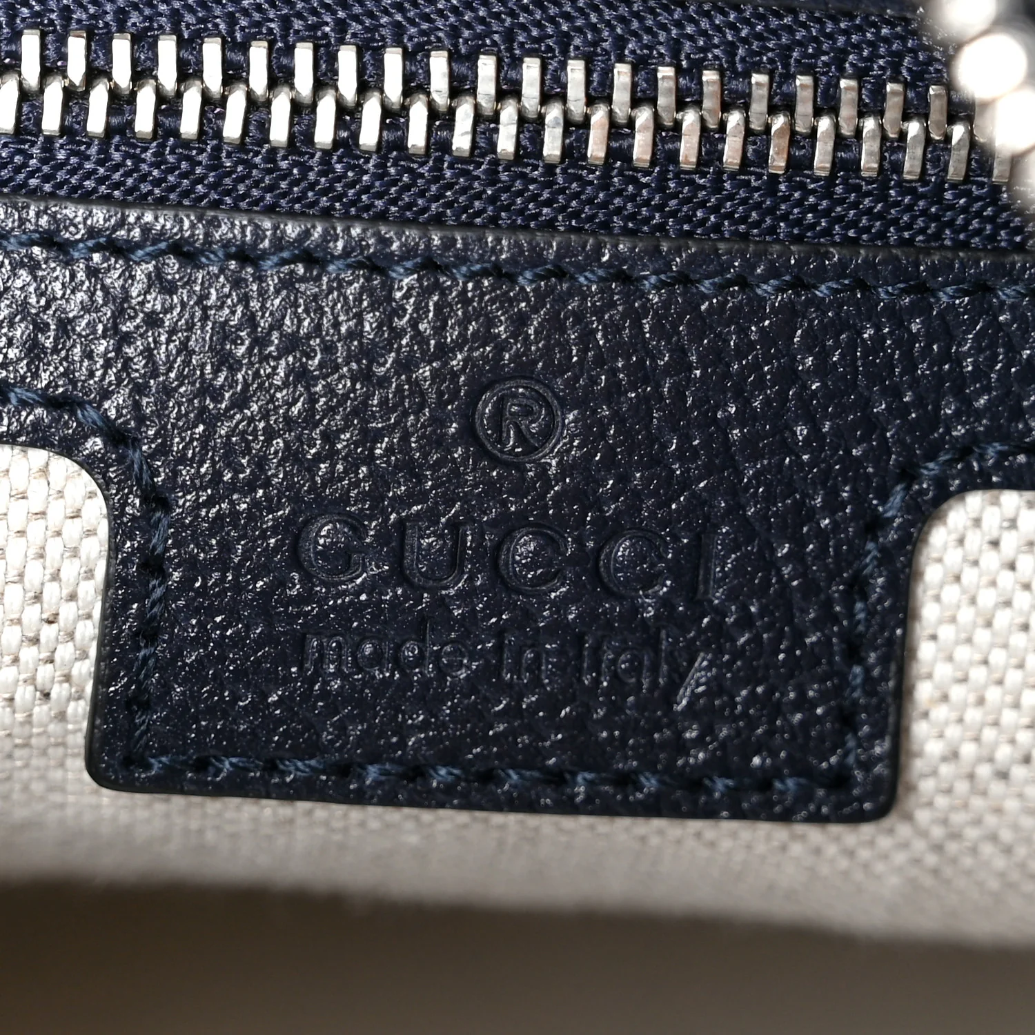GG Supreme Monogram Textured Calfskin Web Large Attache Shoulder Bag Beige Blue - Top Club