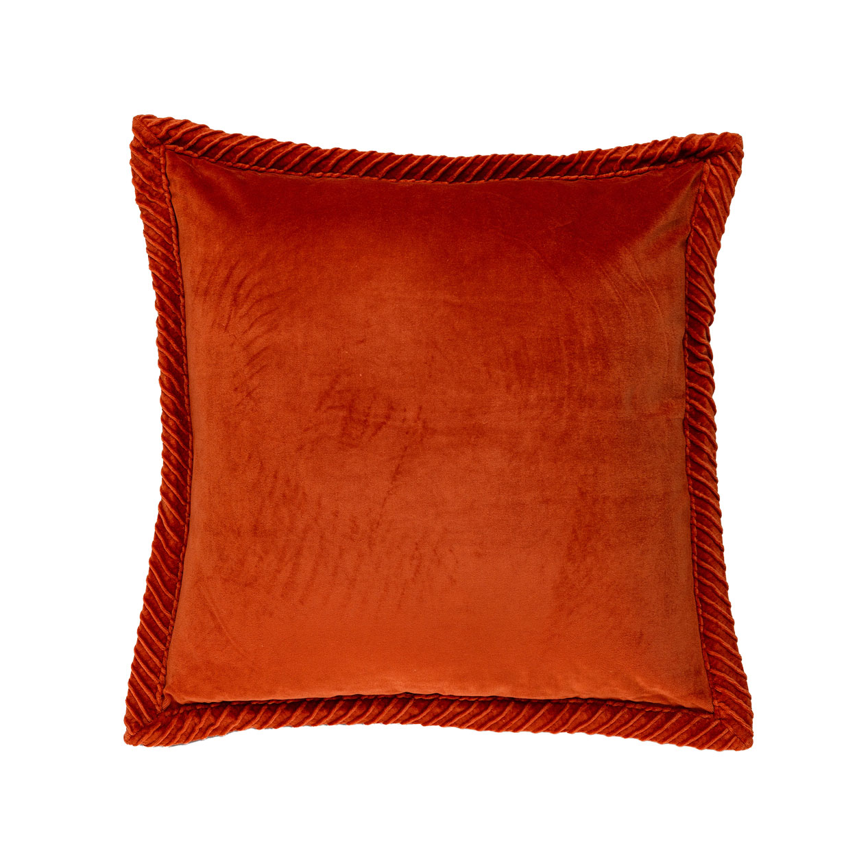 Sierkussen velours tucked border terra