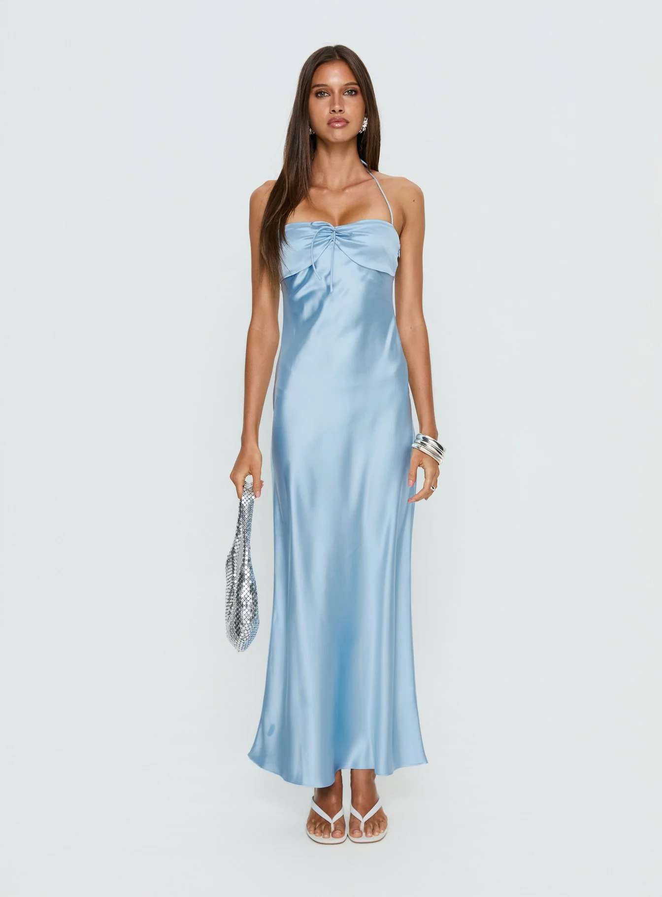 Fireproof Halter Maxi Dress Baby Blue