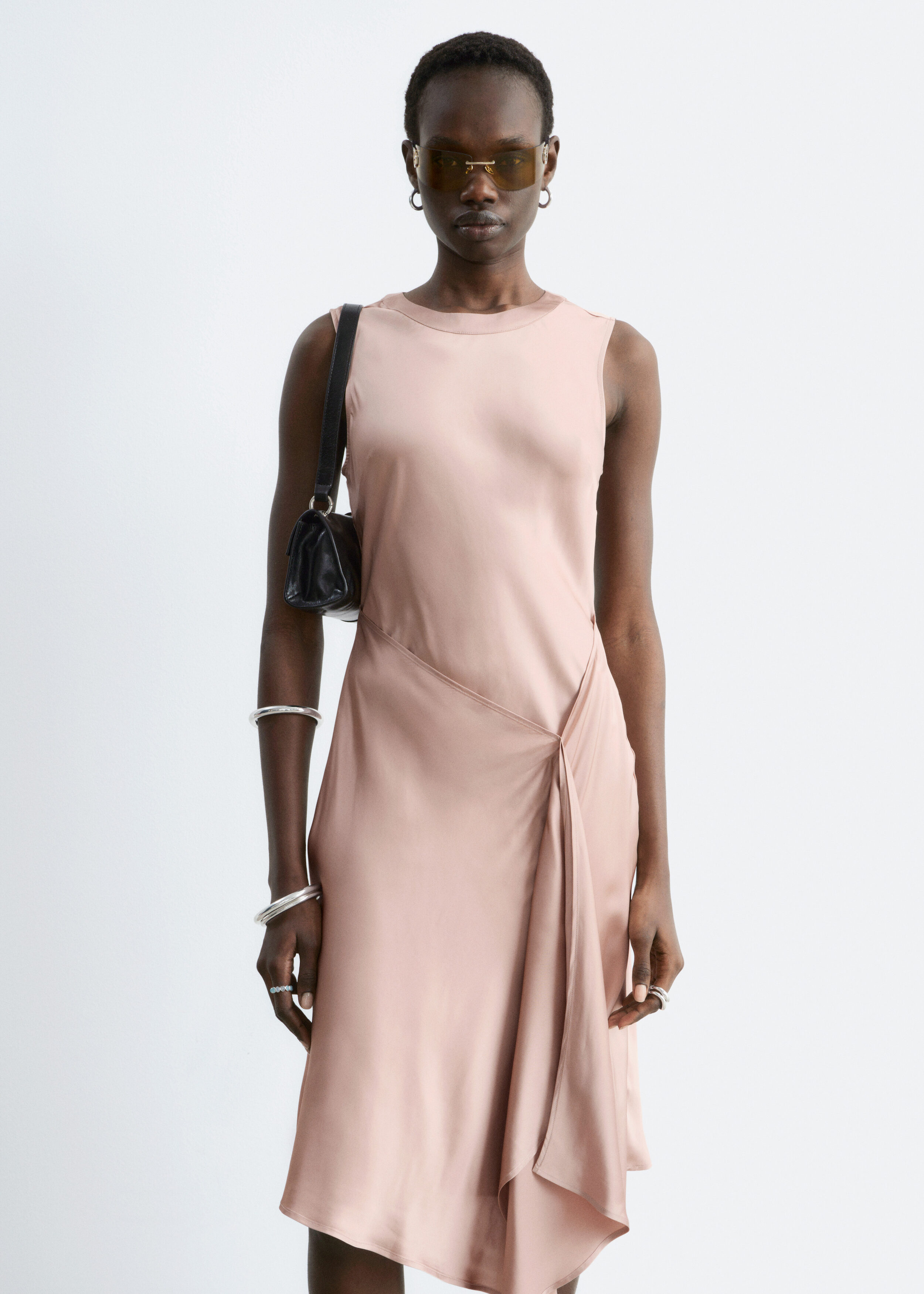 & Other Stories ASYMMETRIC SATIN MIDI DRESS