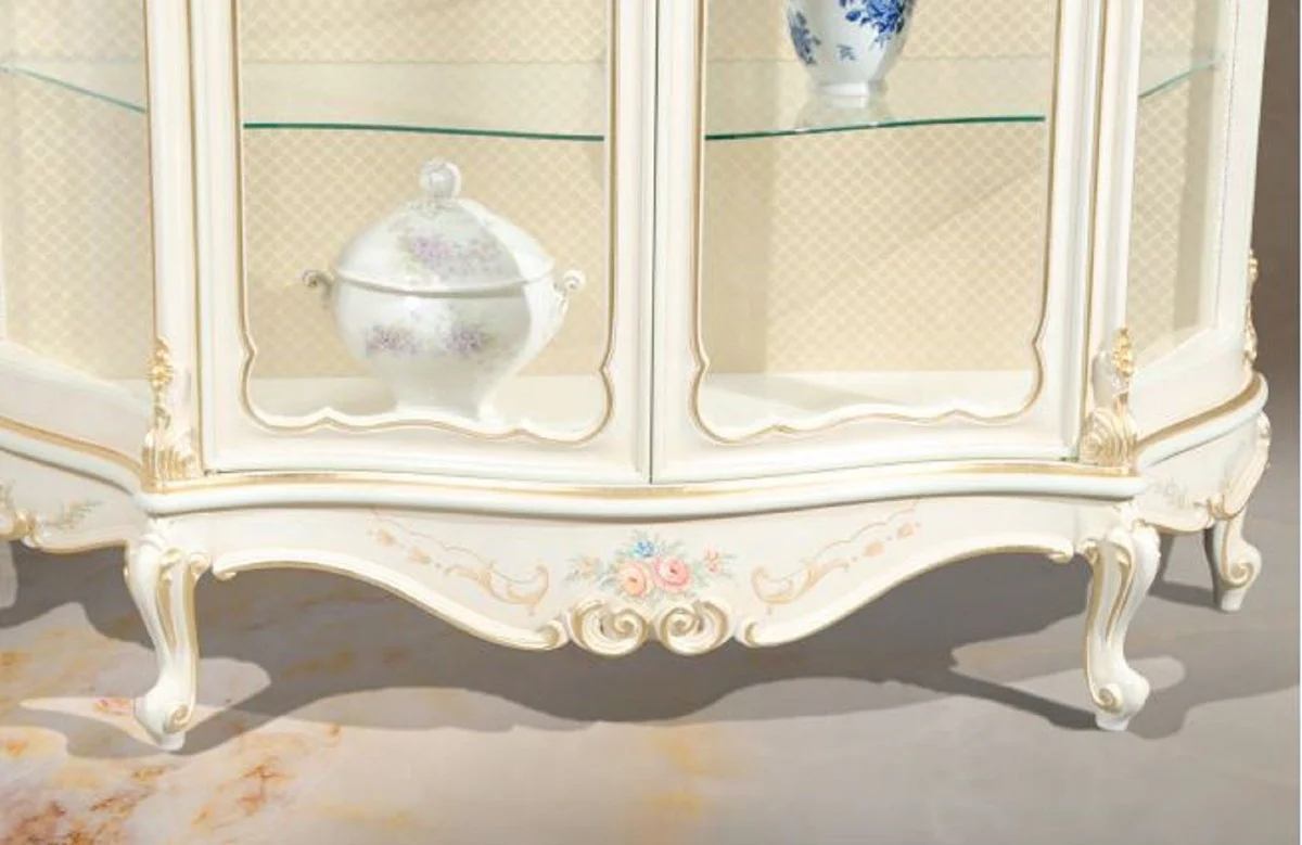 Luxury Baroque display cabinet white / cream / multicolored / gold - Handmade display cabinet with 2 doors - Magnificent Baroque furniture - Luxury quality - Made in Italy