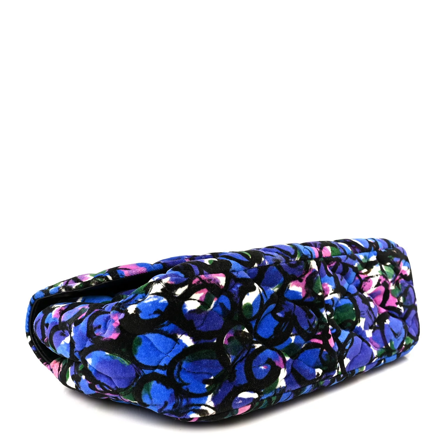 Velvet Floral Quilted M BB Round Shoulder Bag Bleu - Top Club