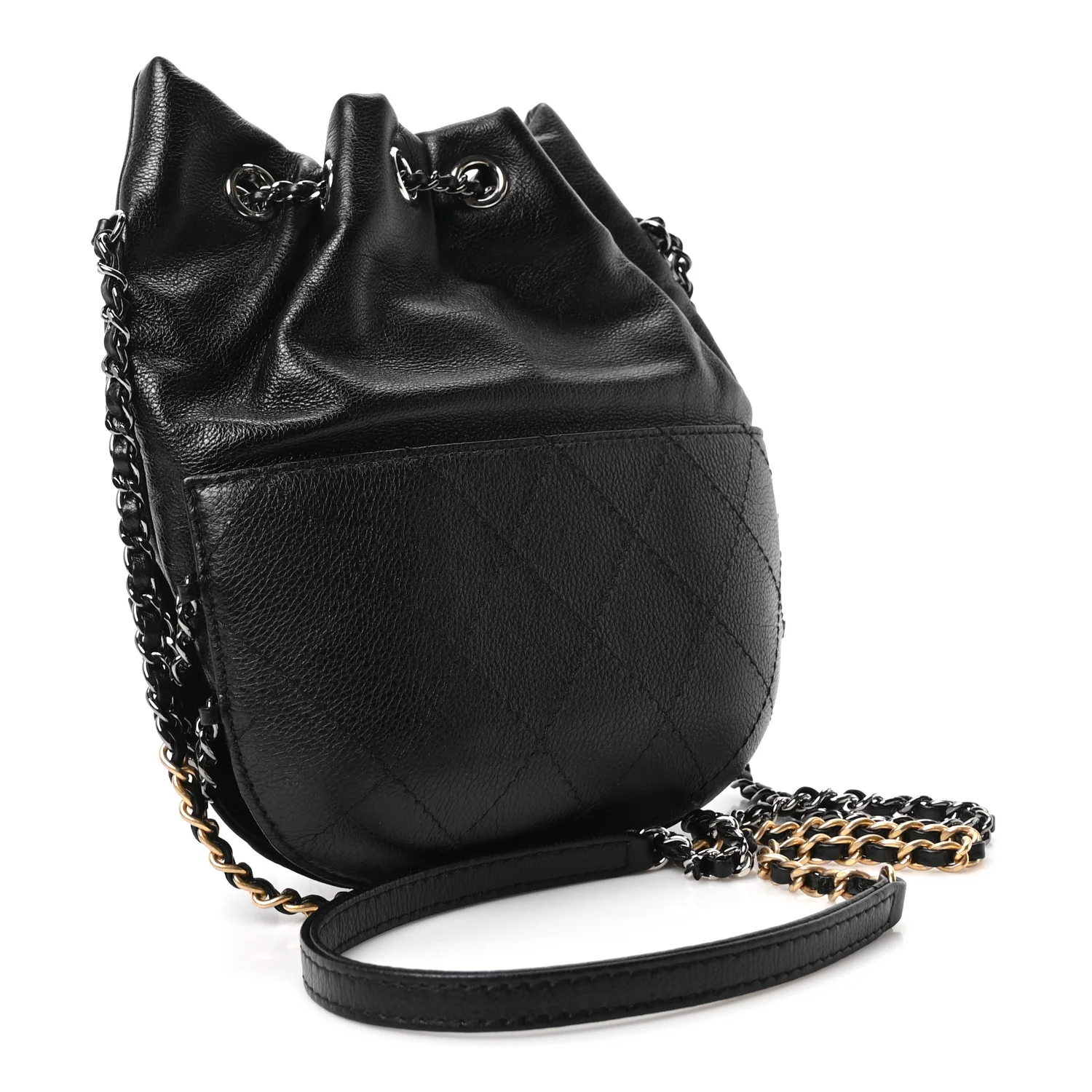 Aged Calfskin Quilted Small Gabrielle Bucket Black - Top Club