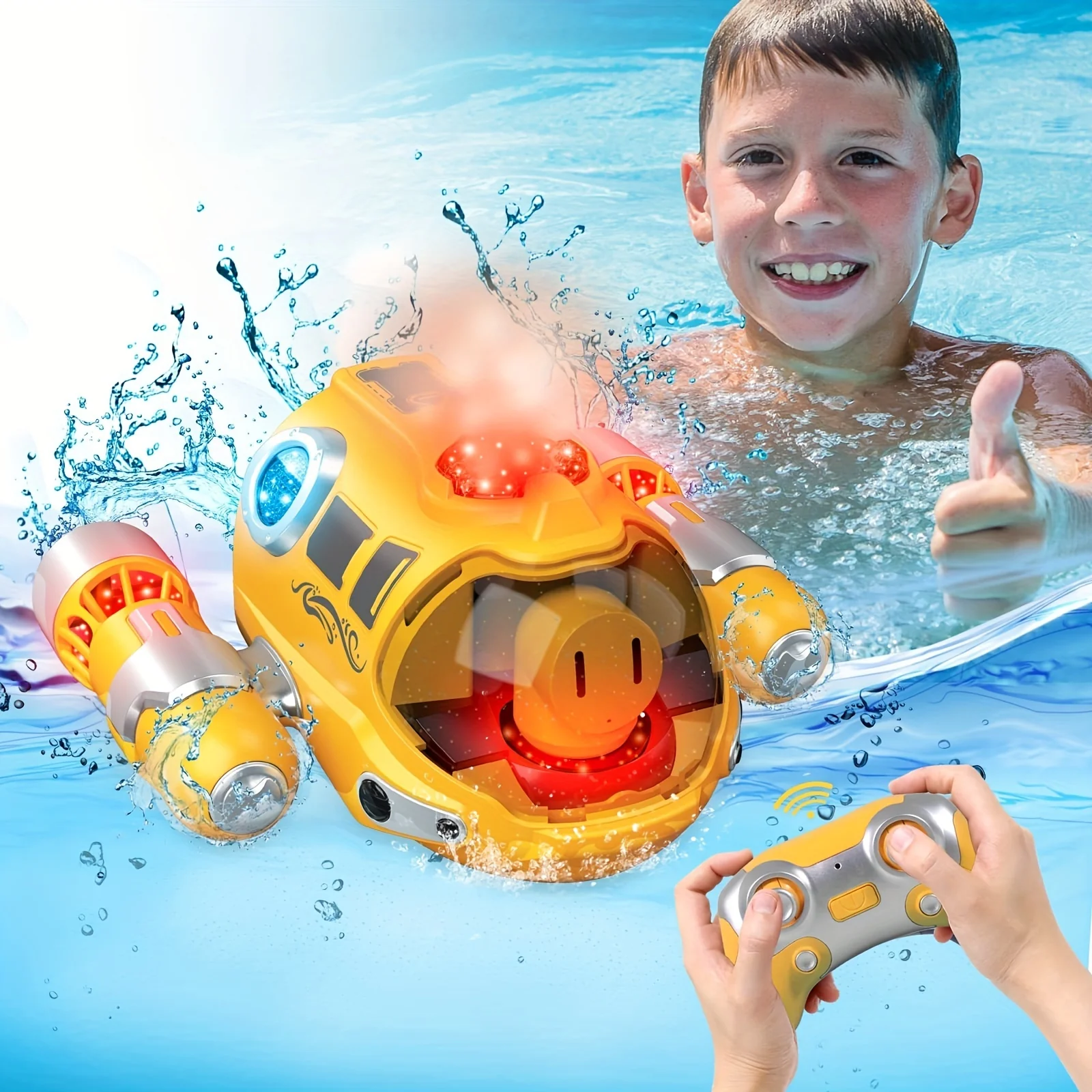 TUSEANG Remote Control Boat Pool Toy: 2.4GHz RC Boat Water Toy with Luminous Spray and Waterproof Remote Control - Perfect Gift for Kids and Boys and Girls!