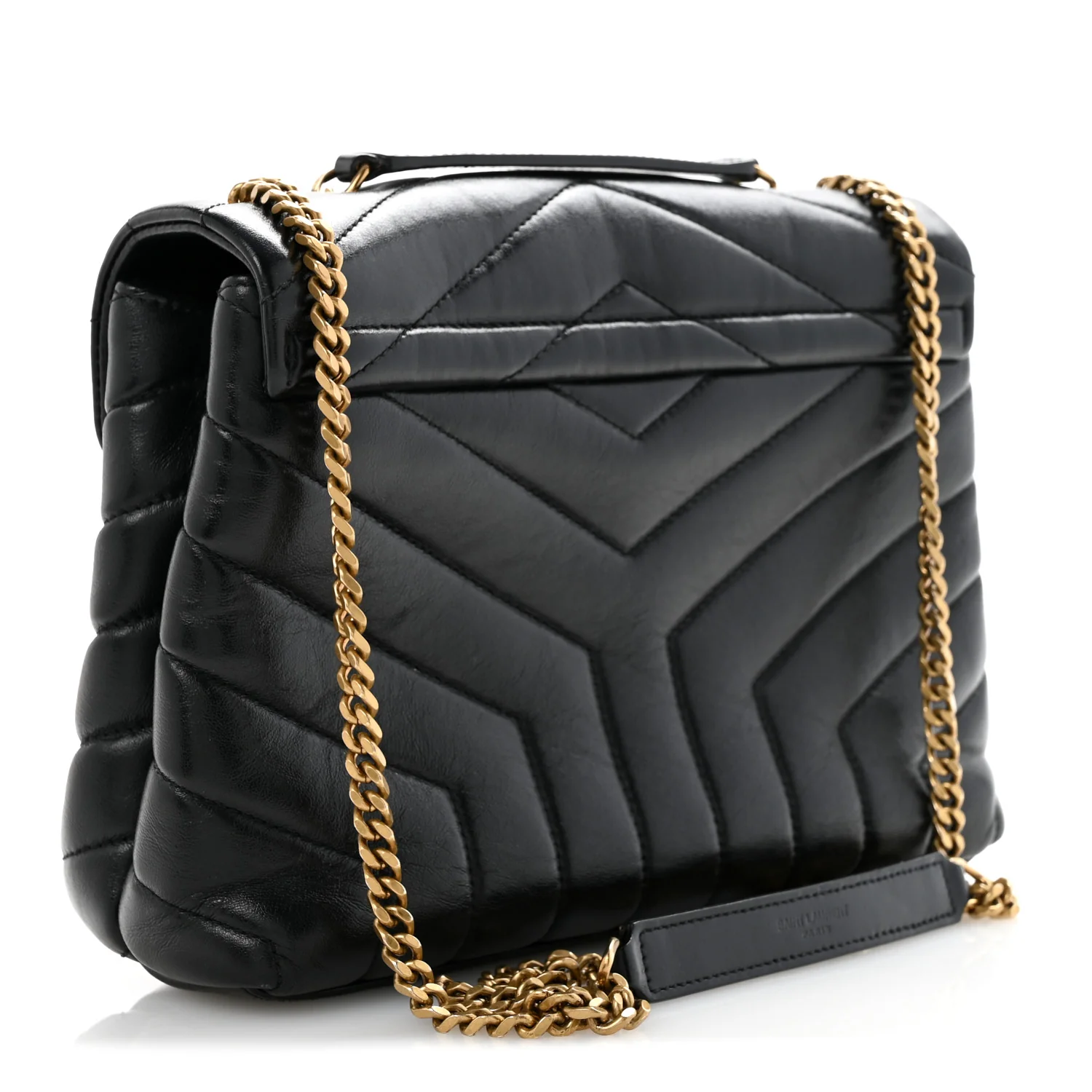 Calfskin Y Quilted Monogram Small Loulou Chain Satchel Black - Top Club
