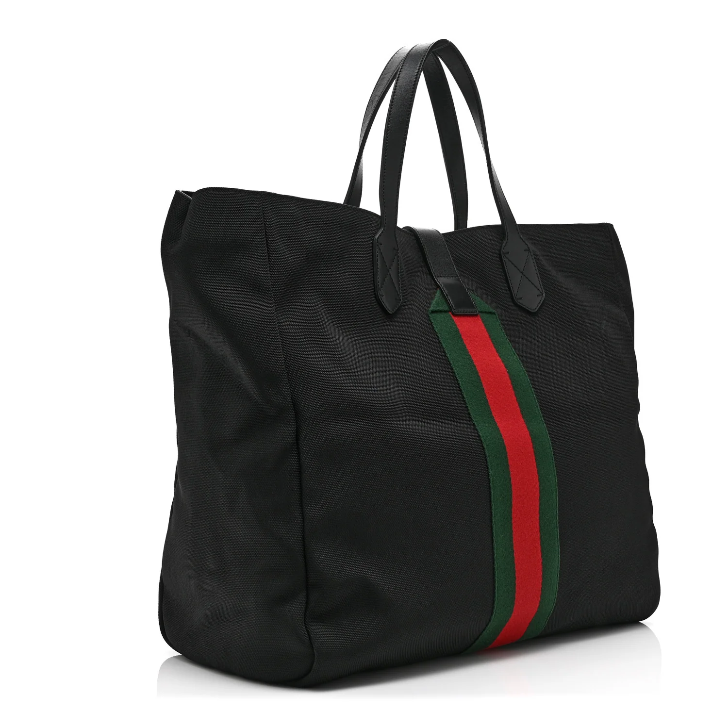 Techno Canvas Web Single Buckle Tote Black - Top Club