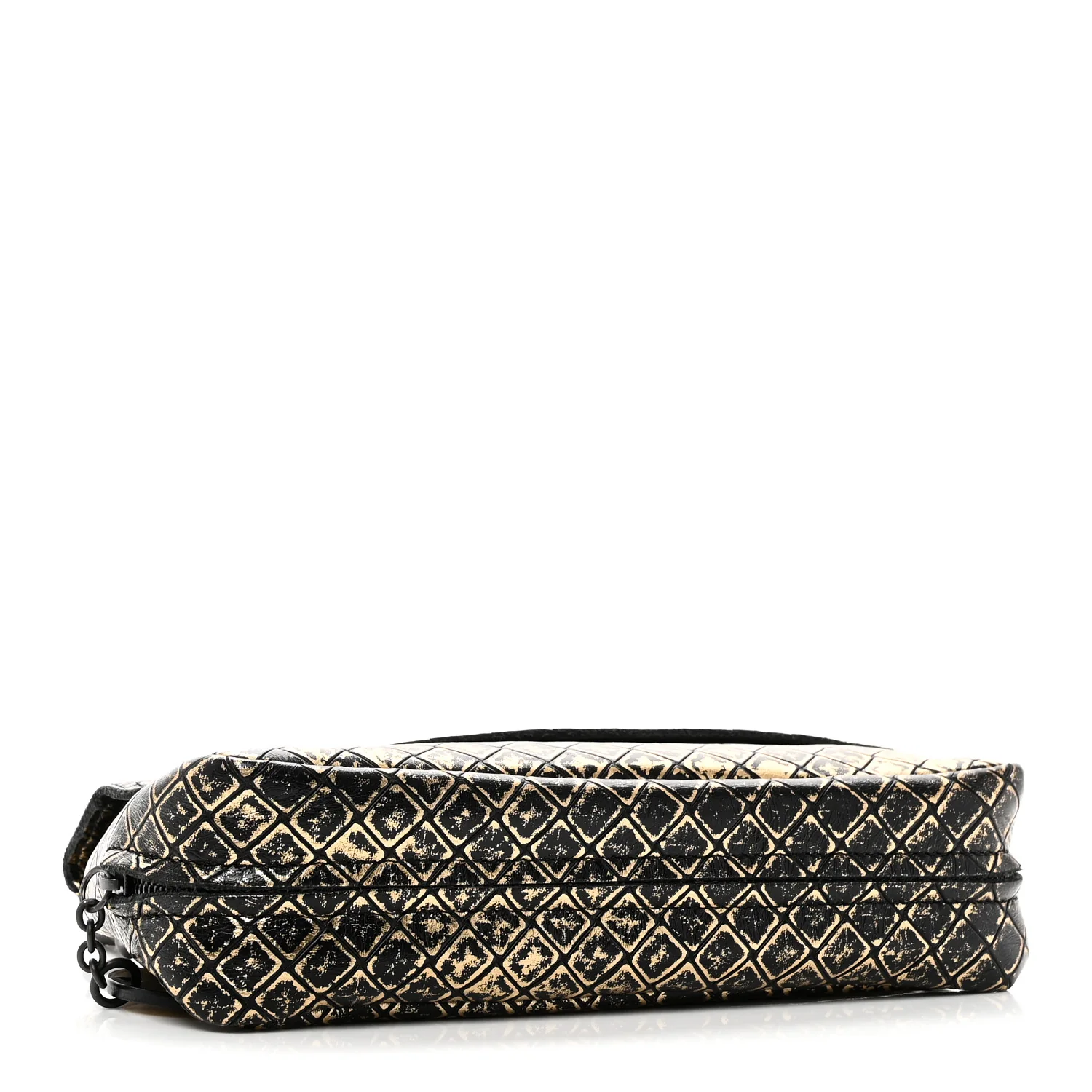 Calfskin Intrecciomirage Embossed Butterfly Chain Crossbody Black Gold - Top Club