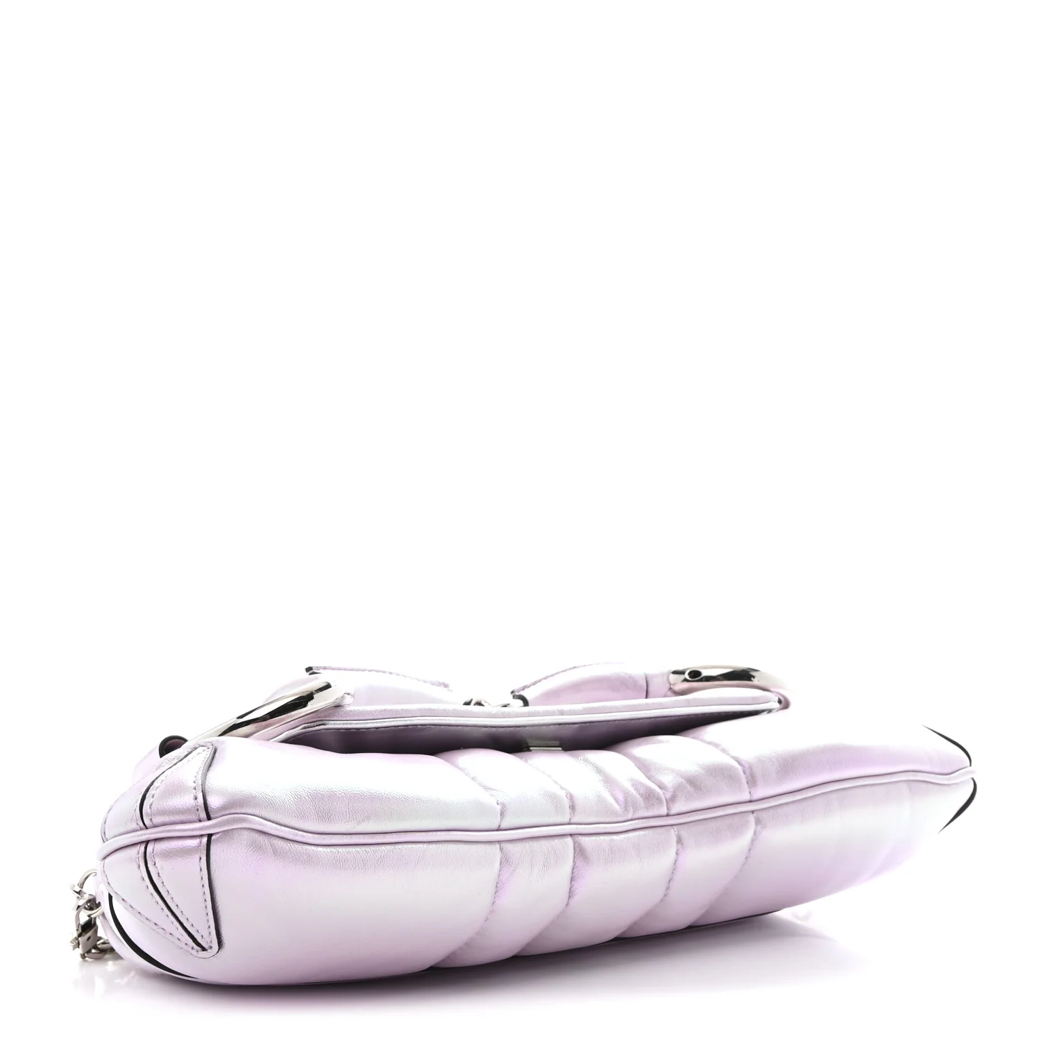 Iridescent Nappa Vertical Matelasse Medium Maxi Horsebit Chain Shoulder Bag Escape Pink - Top Club