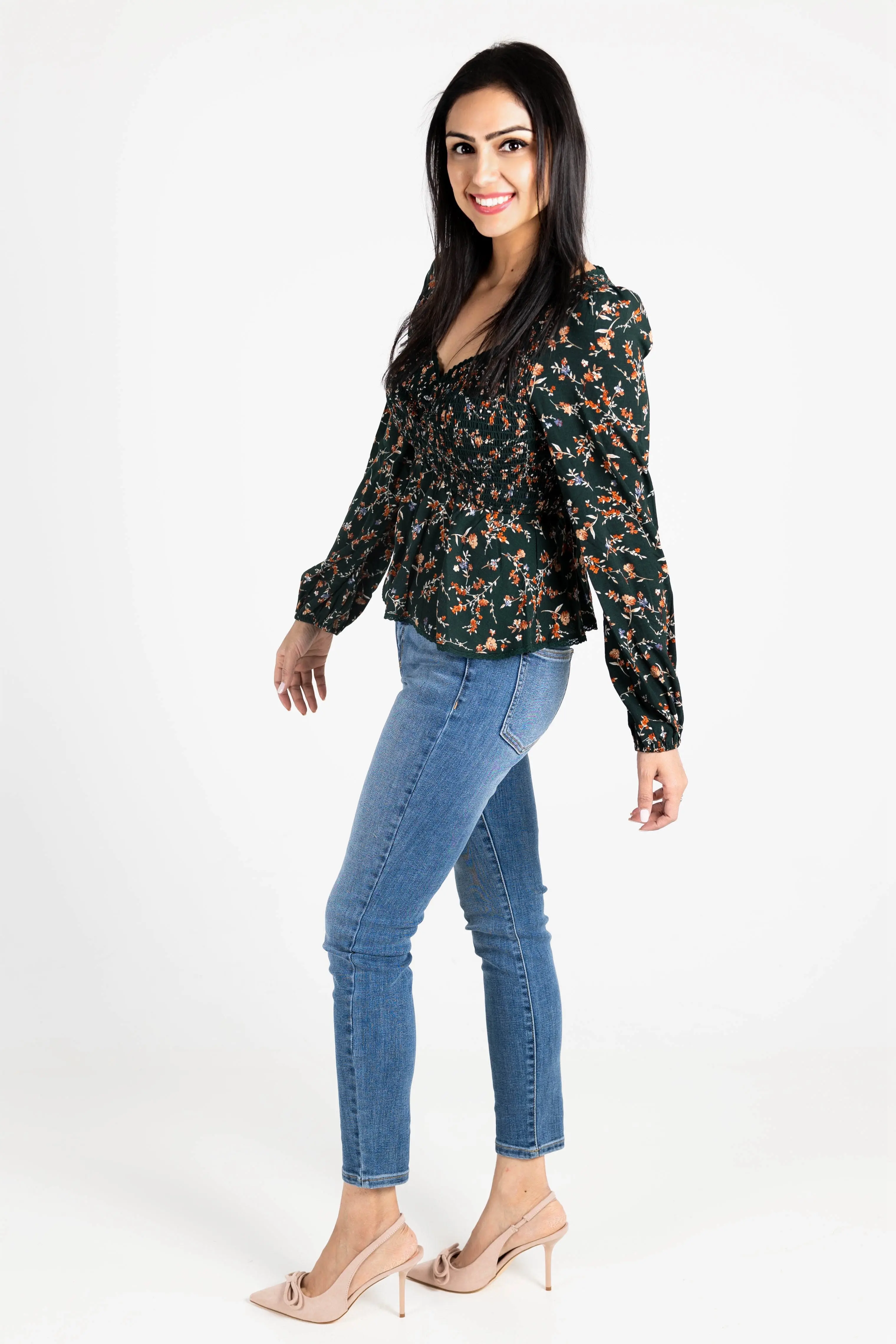Don't Give Up Sweetheart Neckline Long Sleeve Top - ALJEGJ