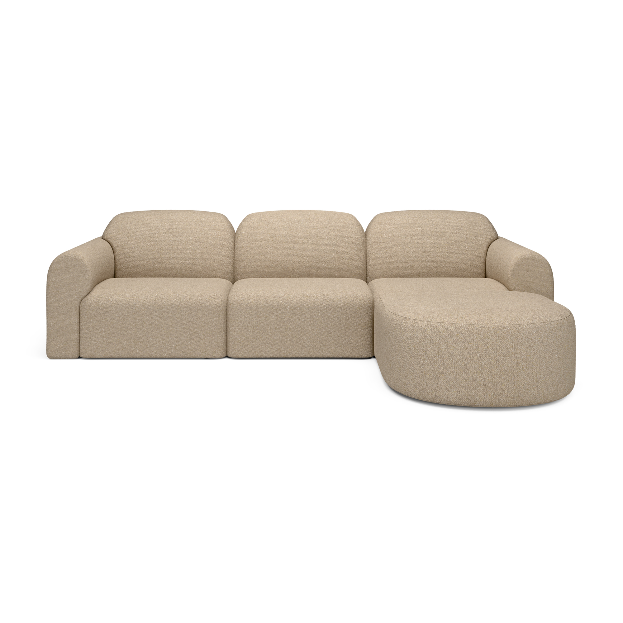 3-zitsbank Bulky met hocker rond almond