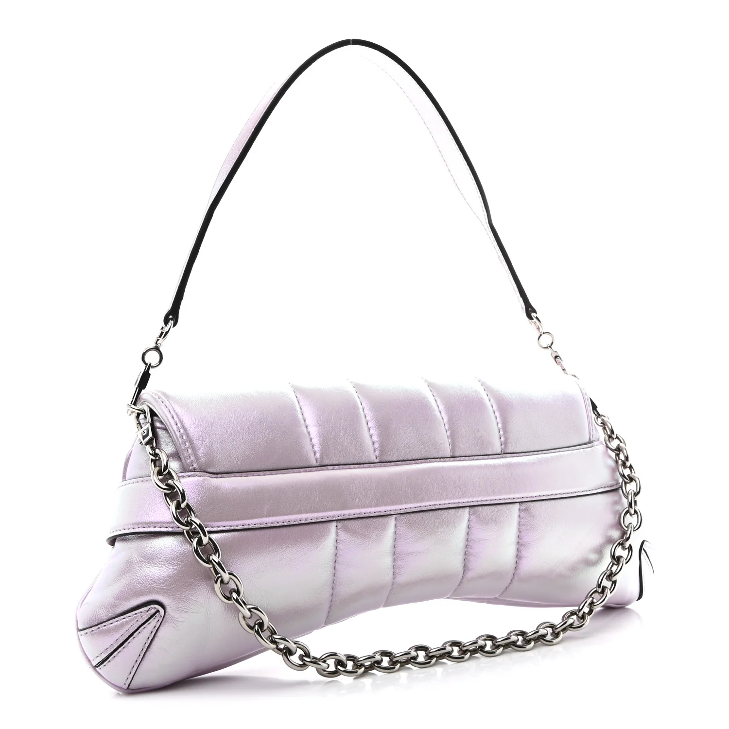 Iridescent Nappa Vertical Matelasse Medium Maxi Horsebit Chain Shoulder Bag Escape Pink - Top Club