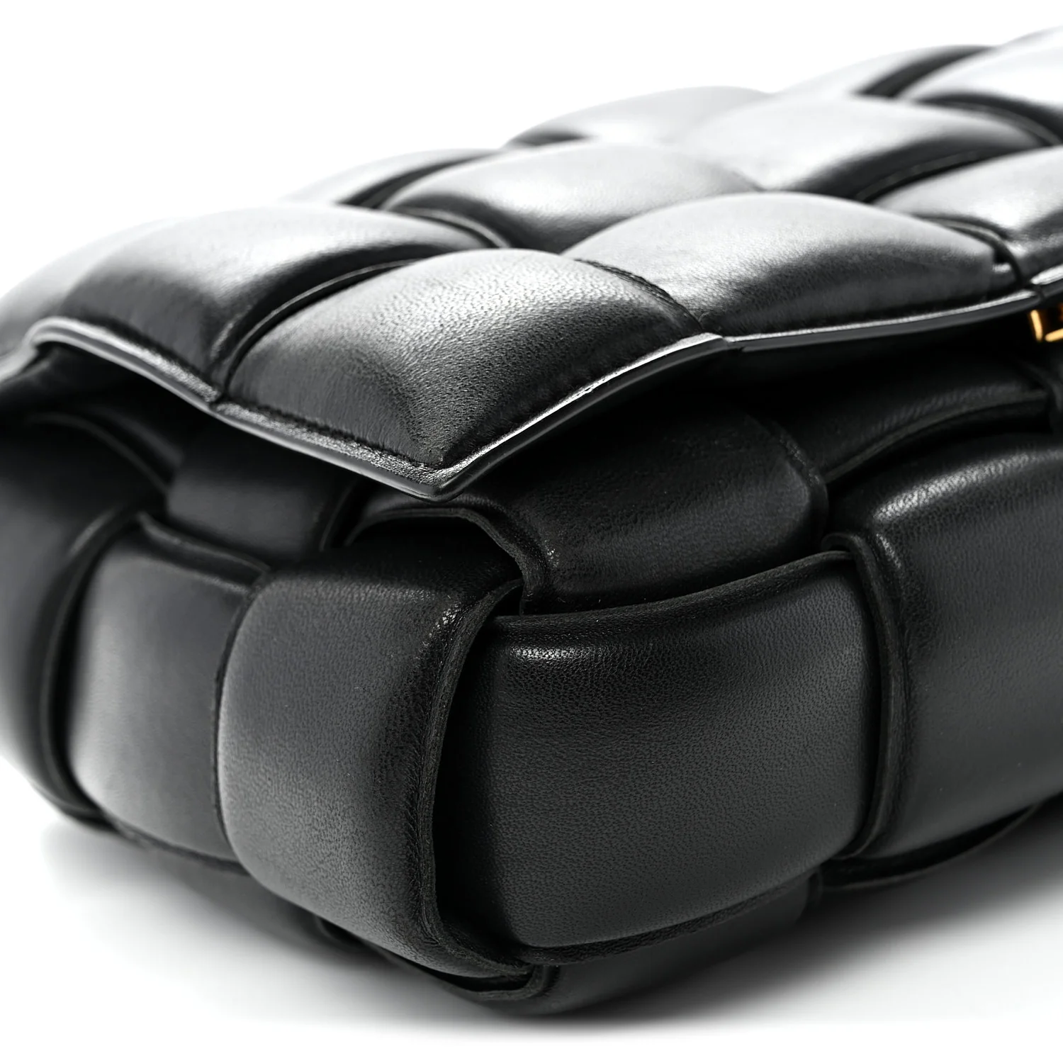 Nappa Maxi Intreccio Padded Cassette Crossbody Bag Black - Top Club