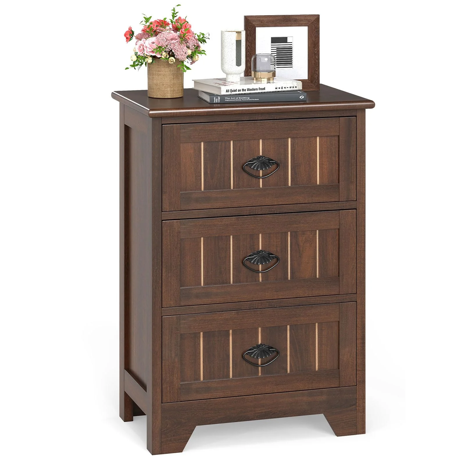 BEFOUNDLOVELY Farmhouse Nightstand with 3 Storage Drawers（1/2）